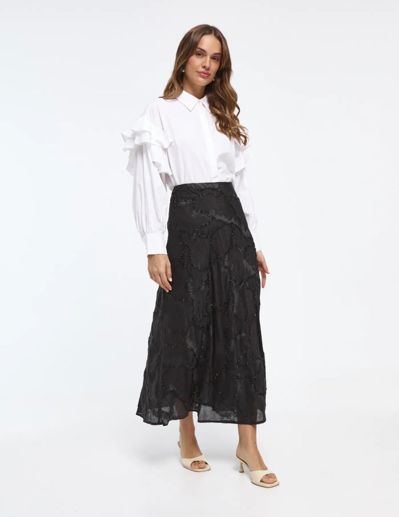 Falda Luxury Beig con Pedrería