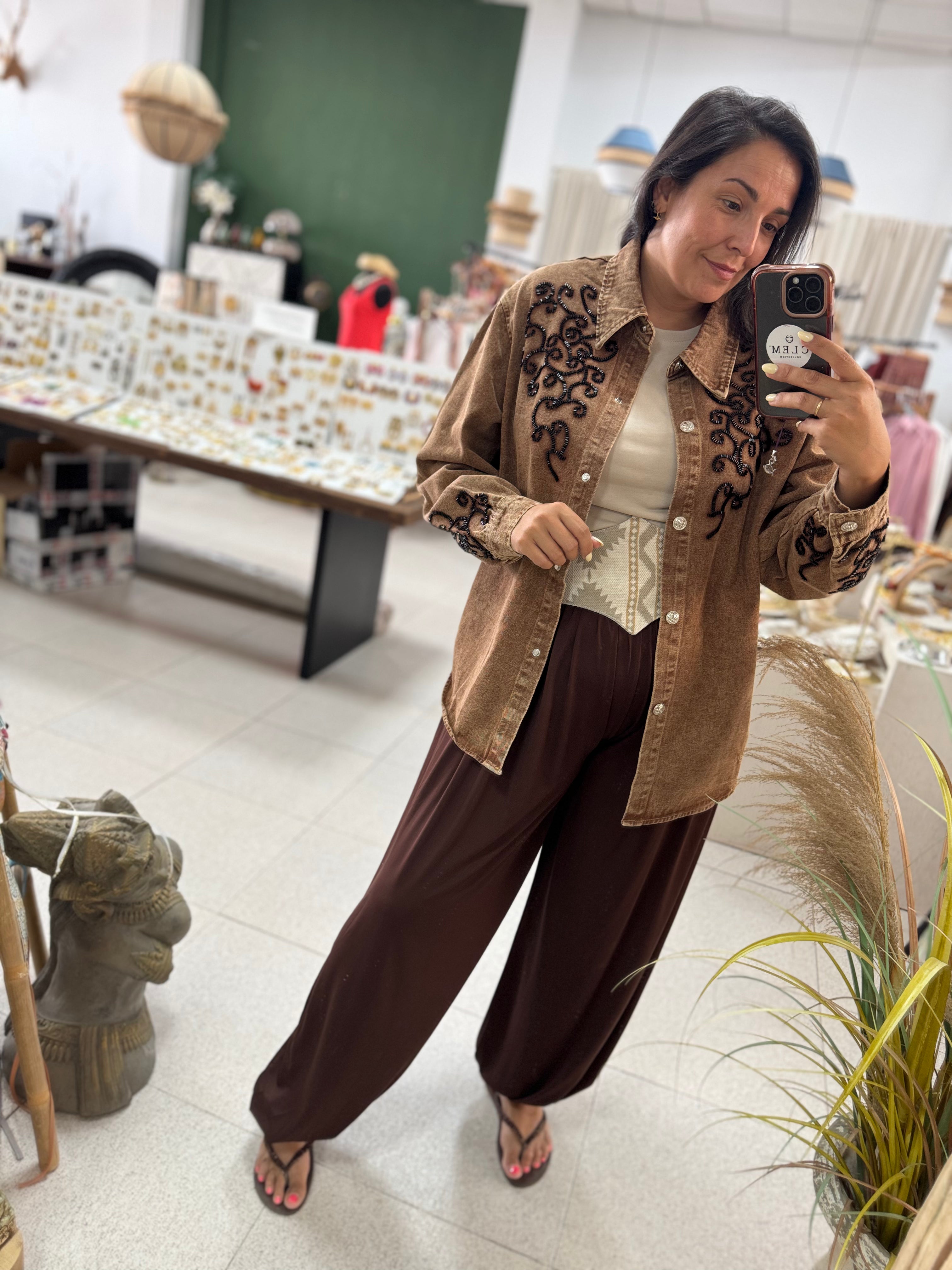 Sobre Camisa Denim Camel Joya