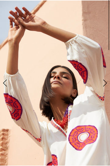 Blusa Medallones Flúor Naranja