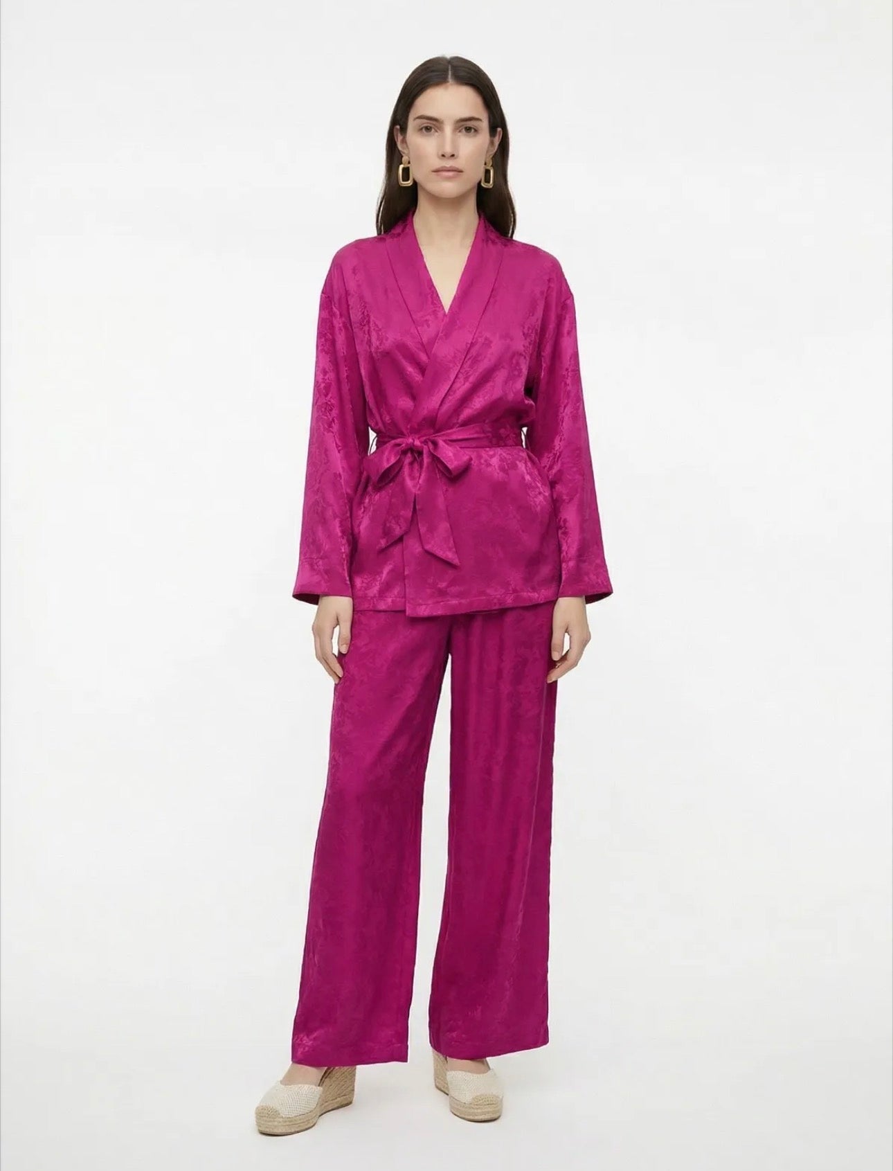 Kimono Jacquard Fucsia