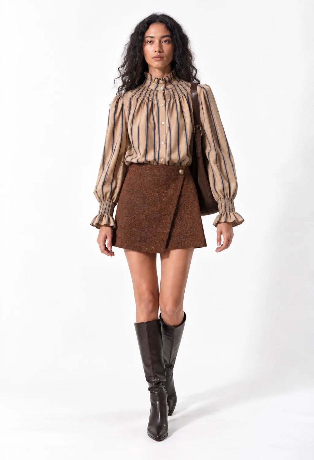 Blusa Rayas Frunch Beig