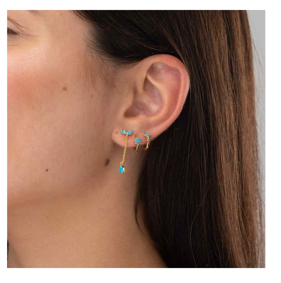 Pendientes Cruz Circonitas Turquesa