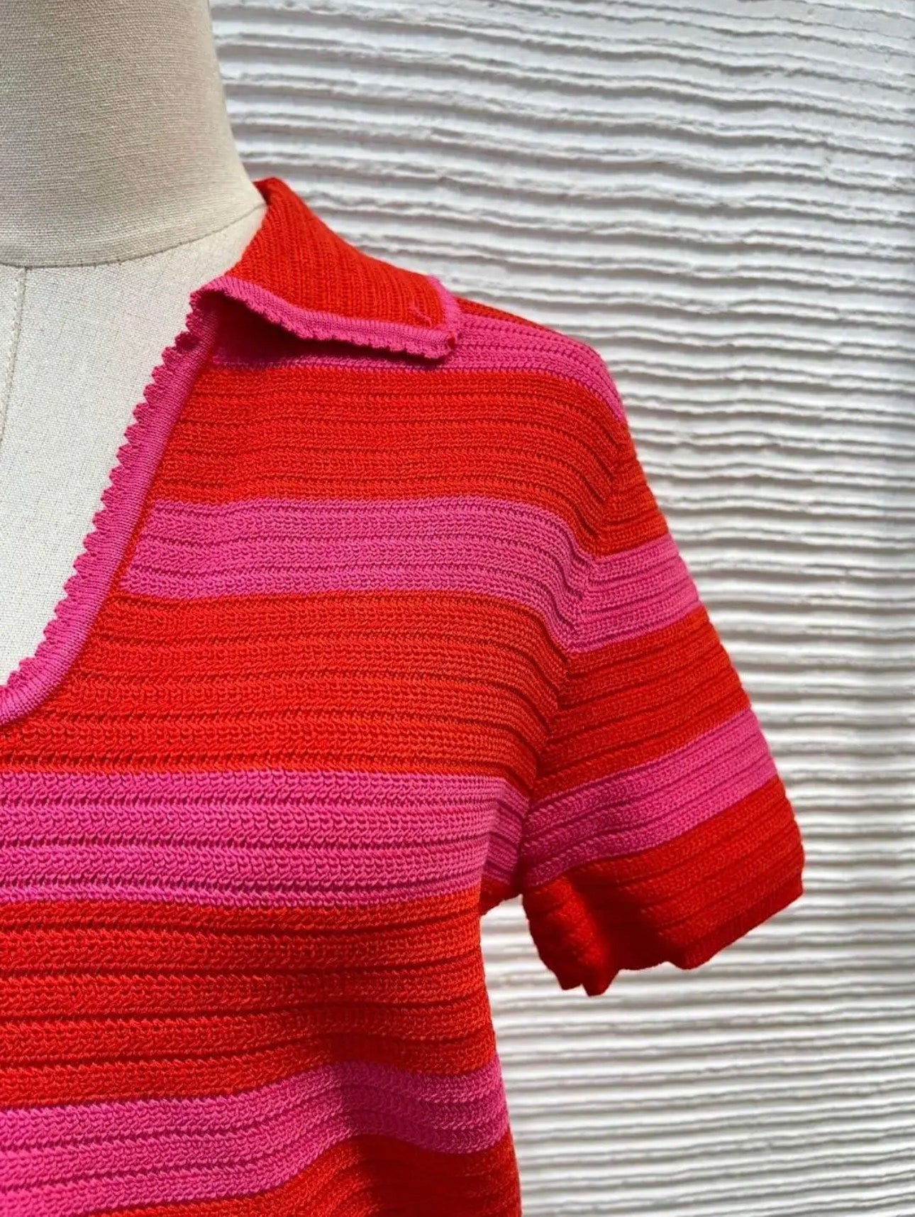 Jersey Punto Rayas Rosa Rojo
