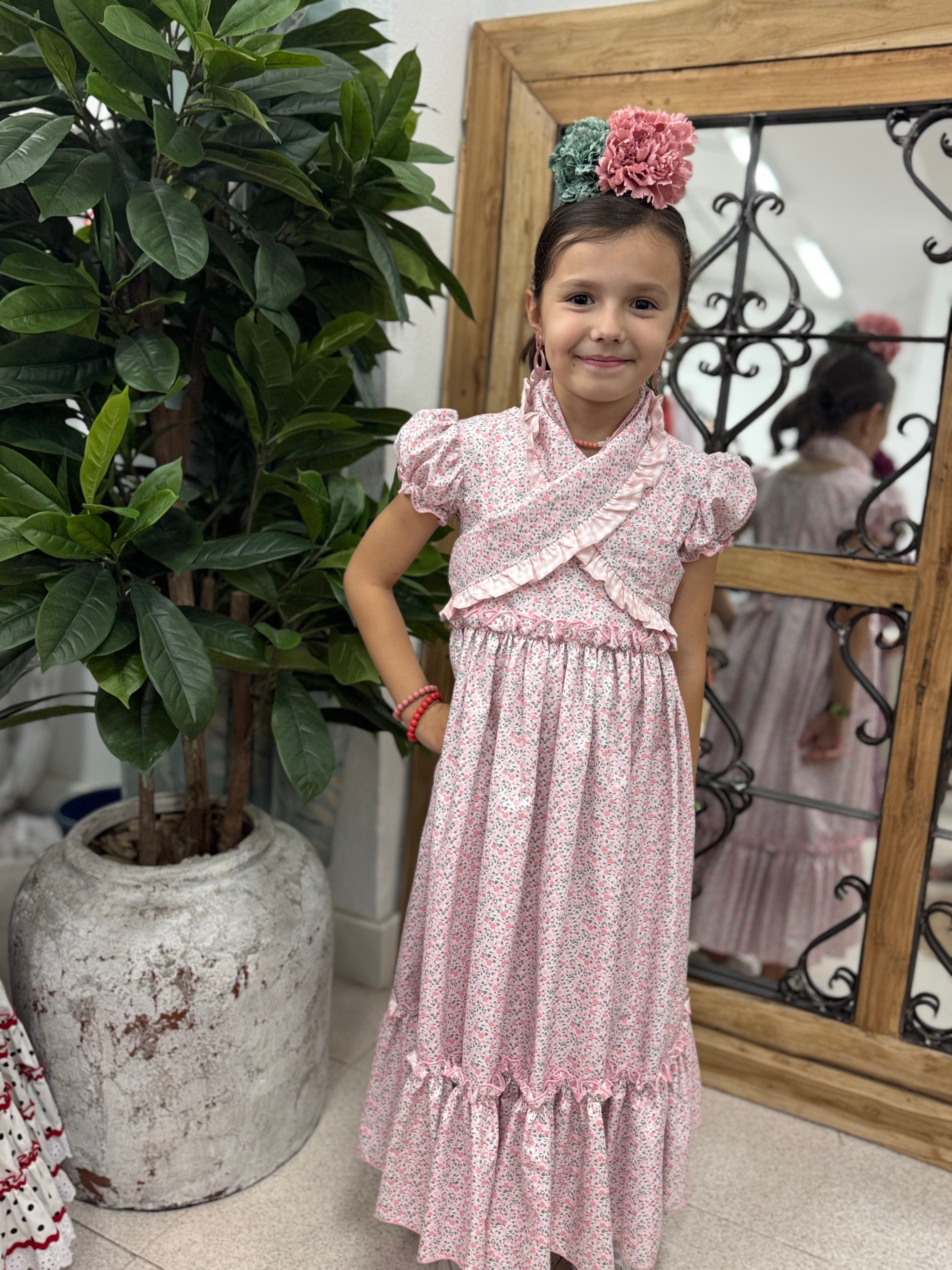 Bata Flamenca + Pico Niña Flores Rosas