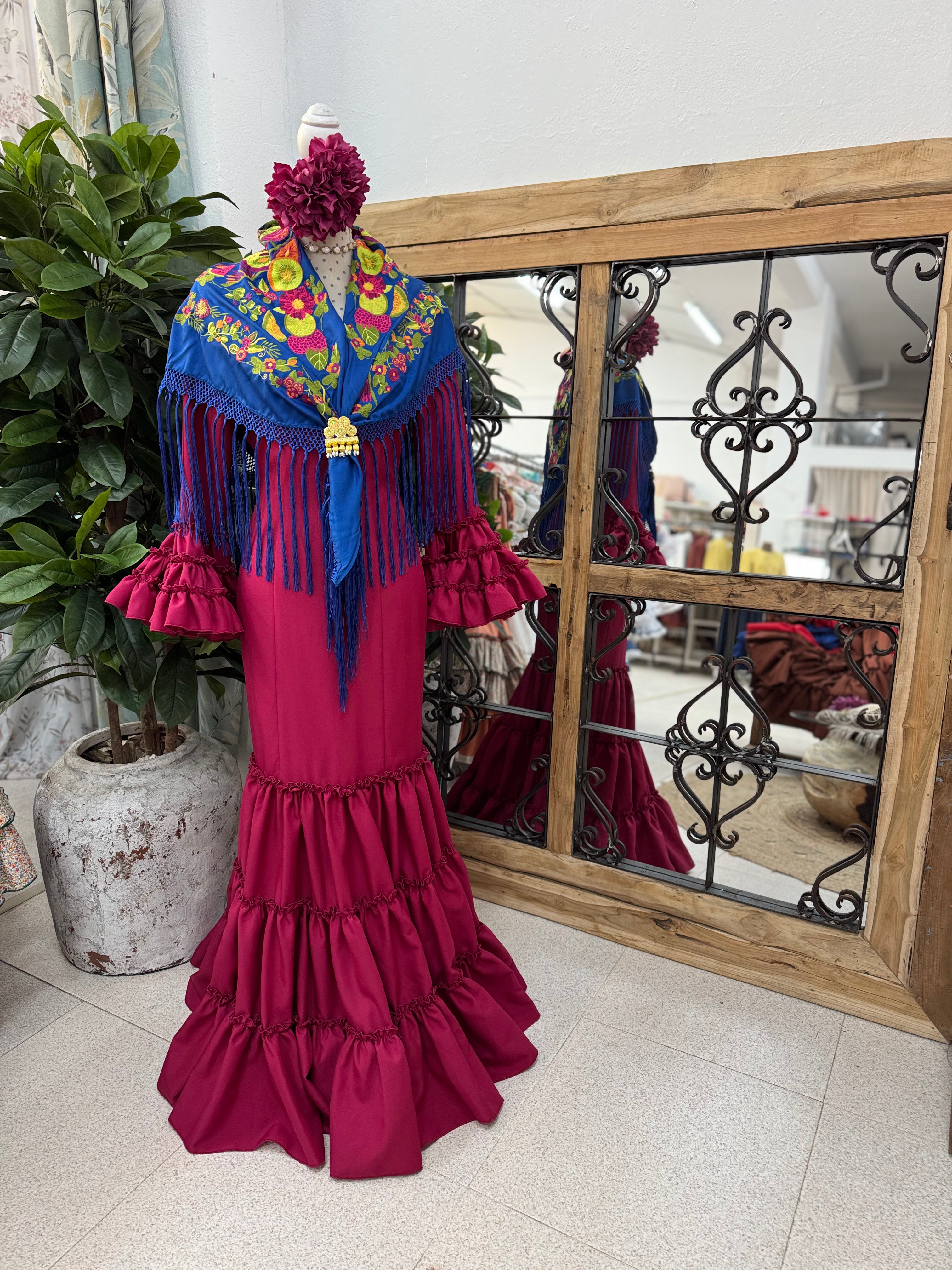 Traje de Flamenca Córdoba Fresa Oscuro