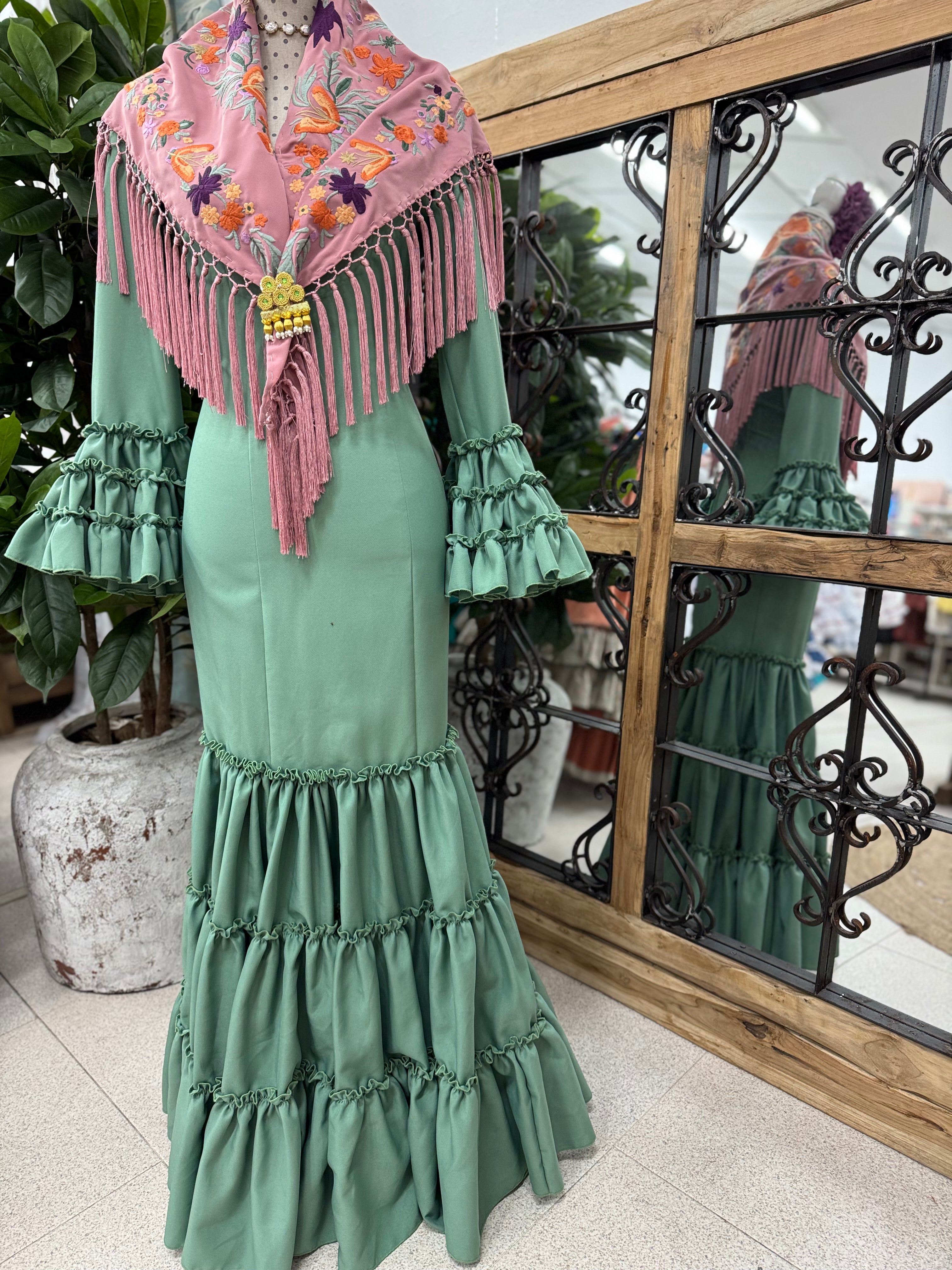 Traje Flamenca Córdoba Verde Jabonoso