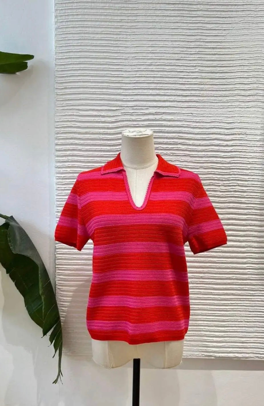 Jersey Punto Rayas Rosa Rojo