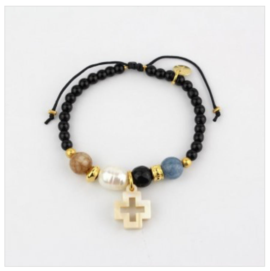 Pulsera Piedra Azul Cruz