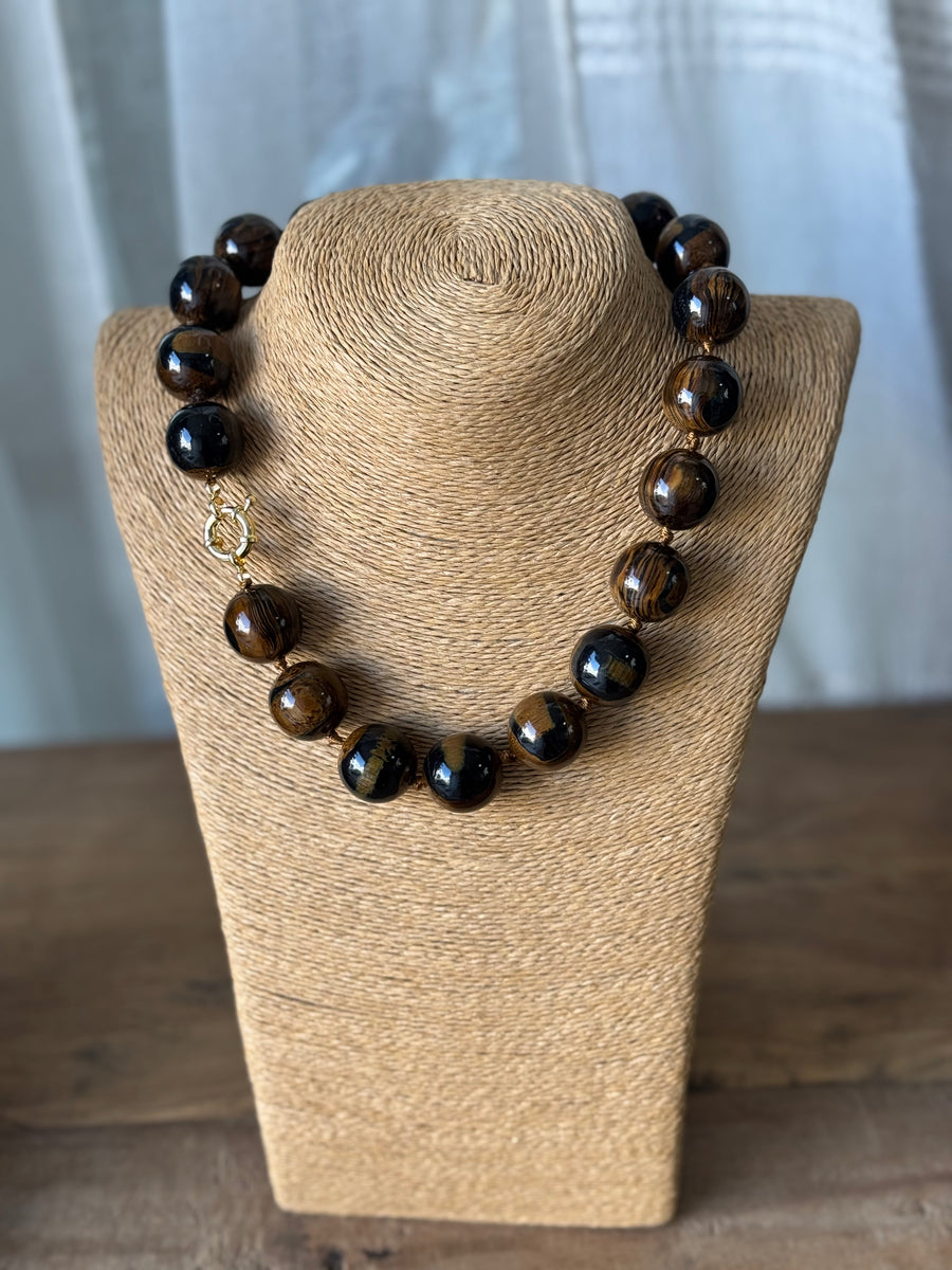 Collar Bolas Billyar Marrón Negro