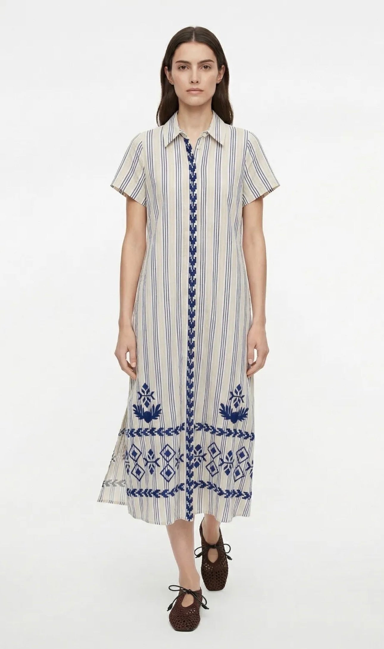 Vestido Blusón Rayas Bordado