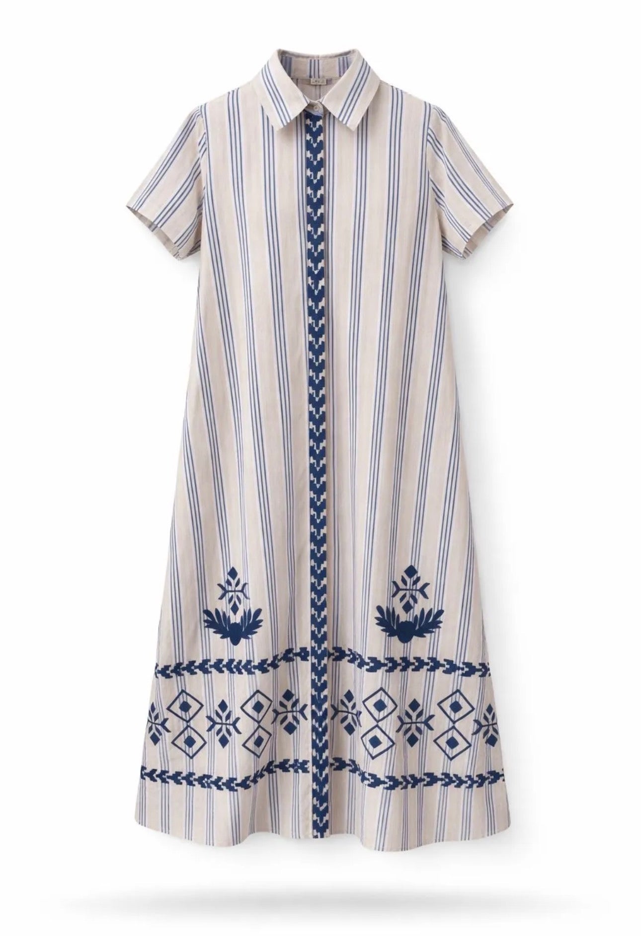 Vestido Blusón Rayas Bordado