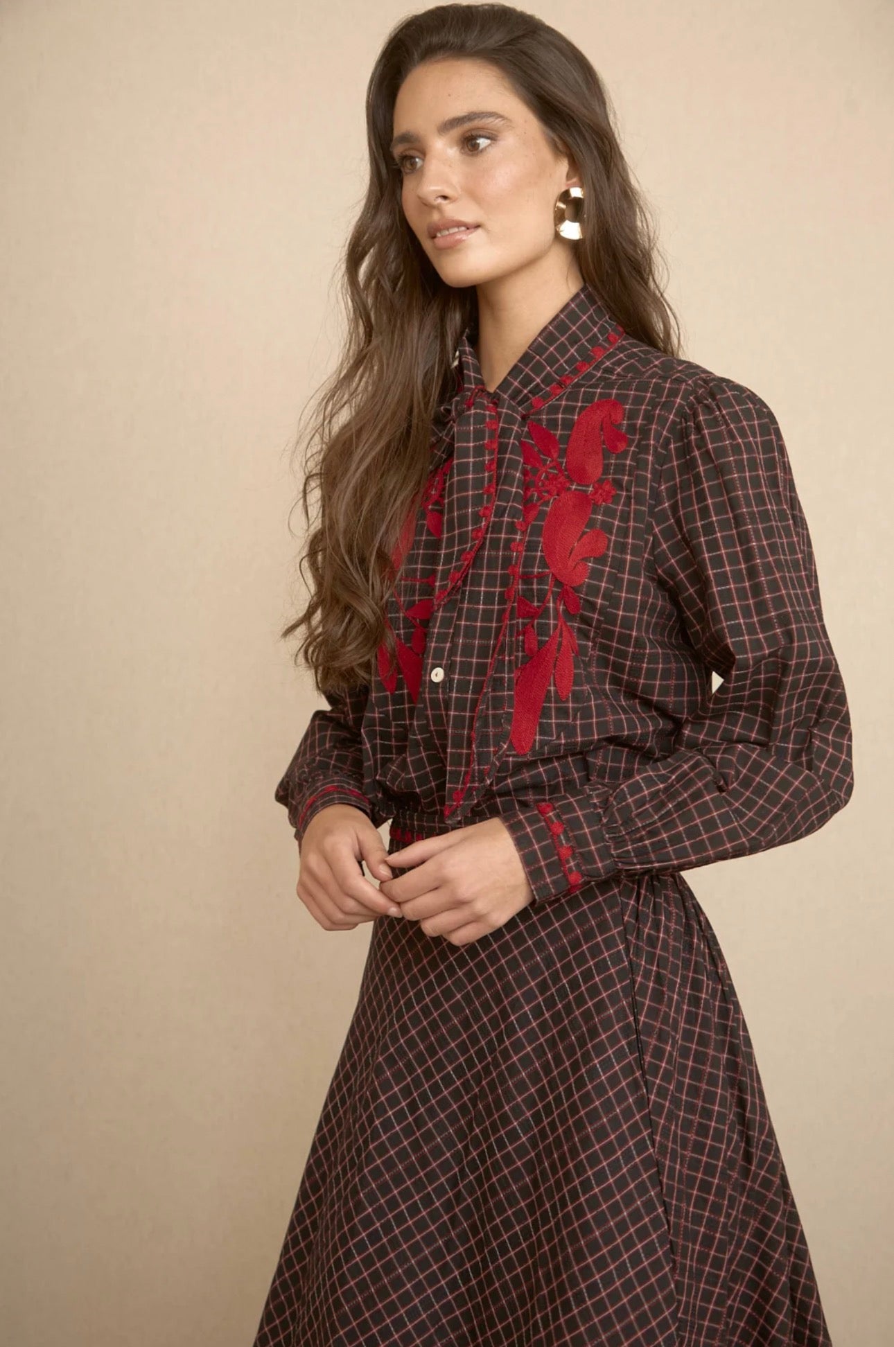Camisa Cuadros Lazada Bordado Latido
