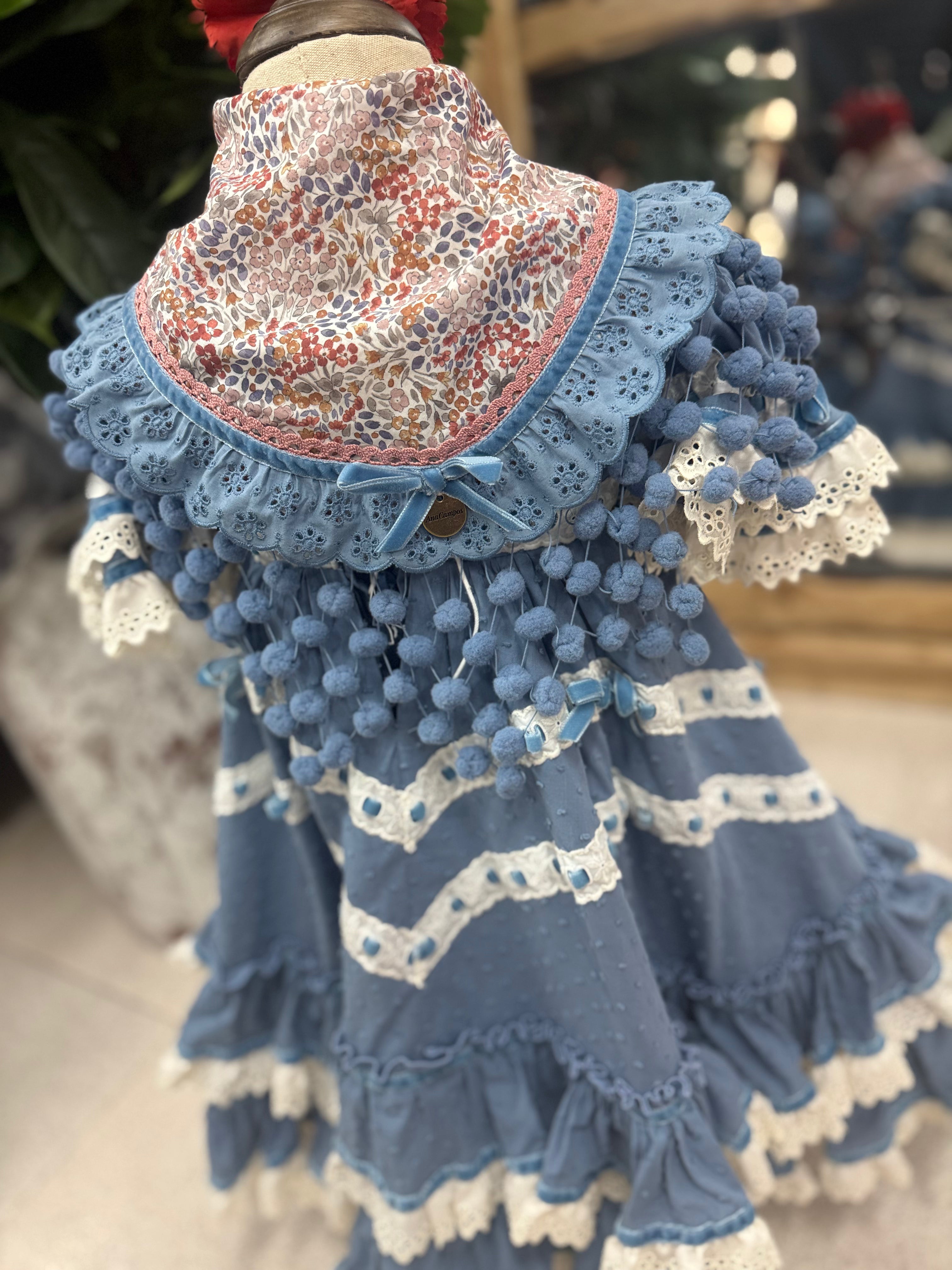Traje de Flamenca Niña Mod.Marisol Azul T.2