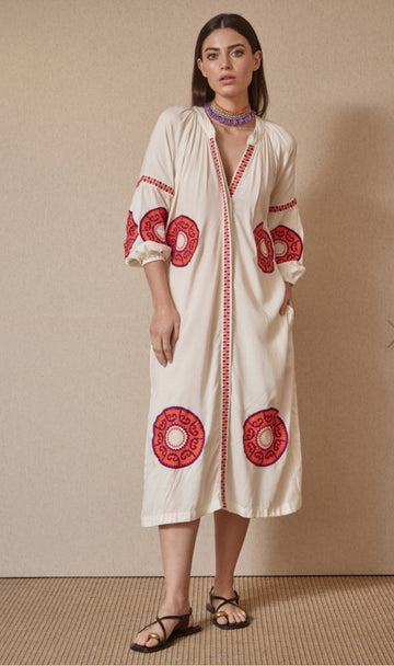 Vestido Kaftán Medallones Flúor