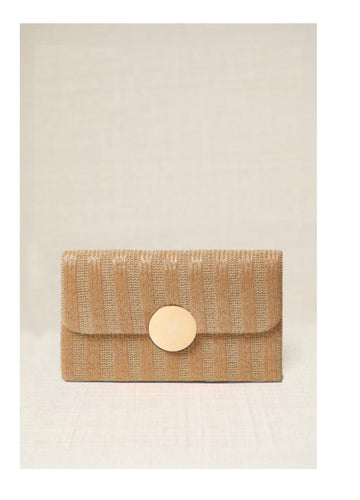 Clutch Rafía Moneda Natural