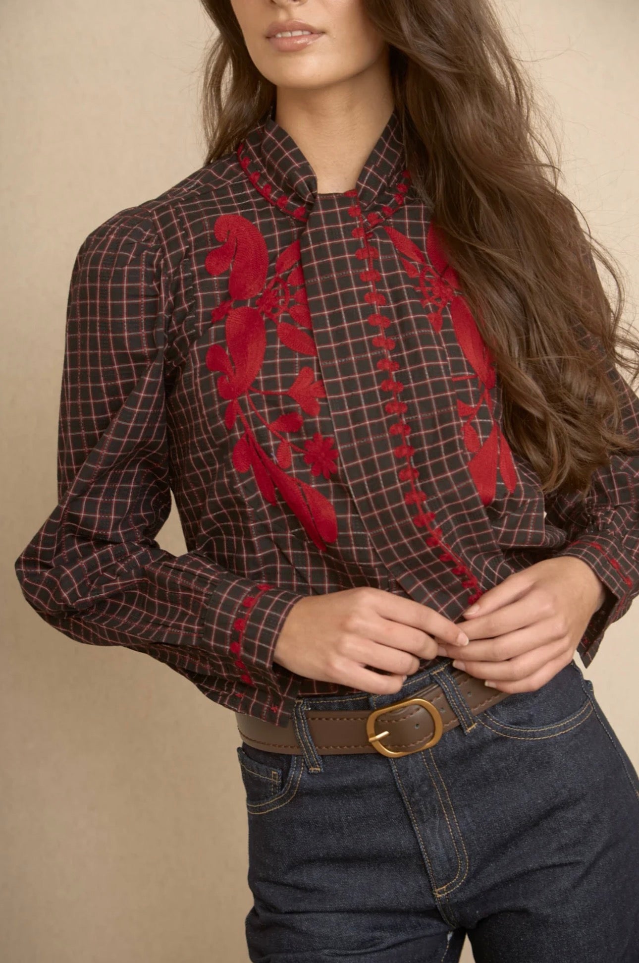 Camisa Cuadros Lazada Bordado Latido