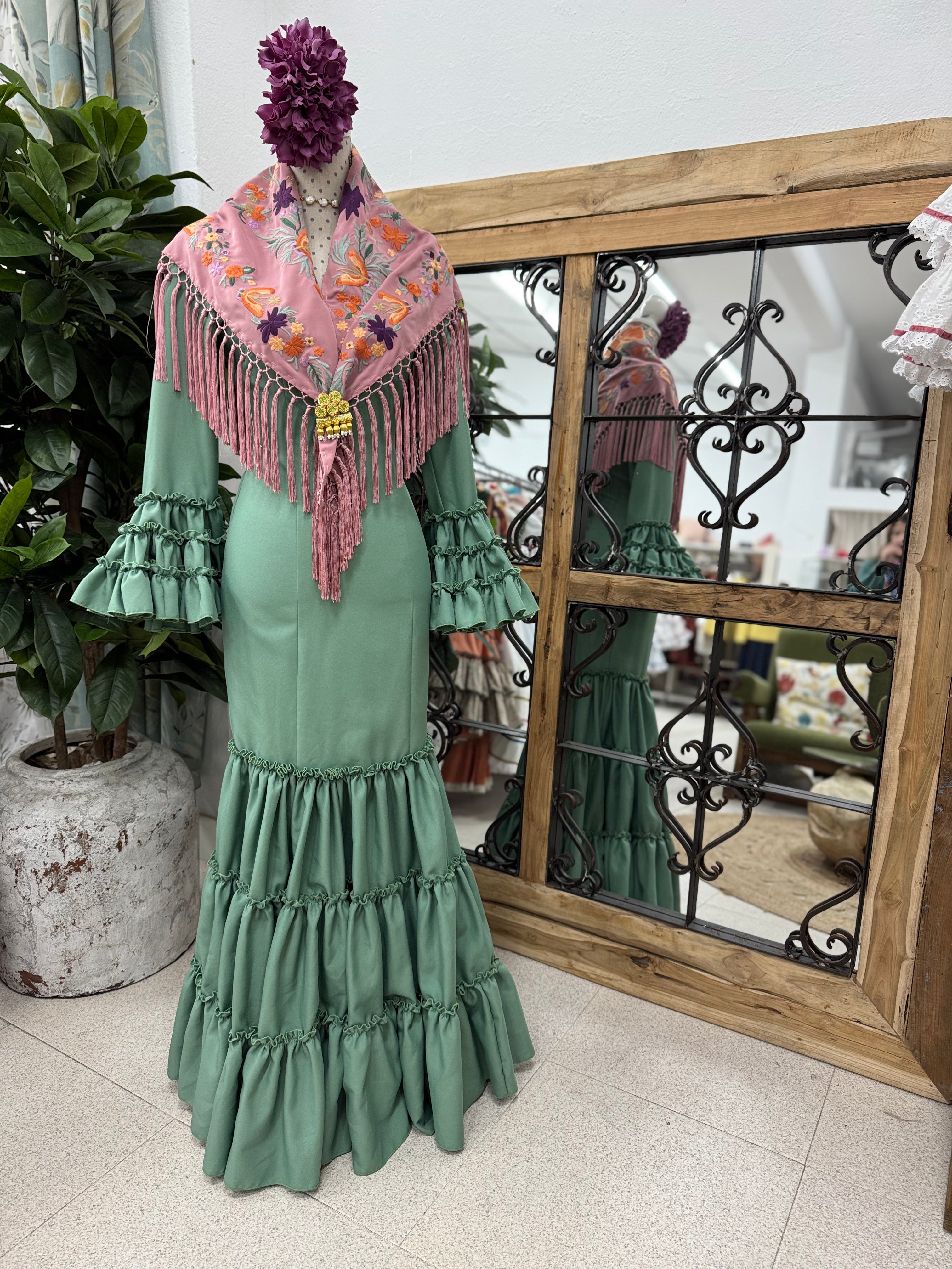Traje Flamenca Córdoba Verde Jabonoso
