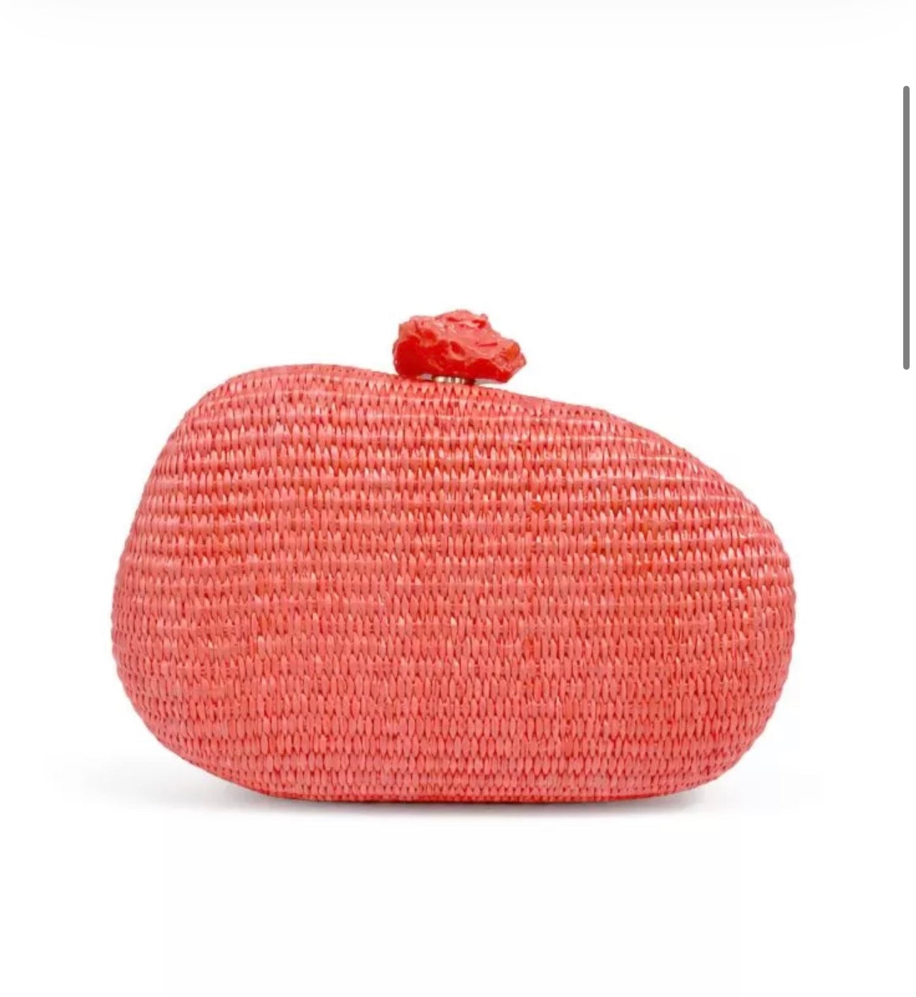 Clutch Rafia Oval Coral Mandarina