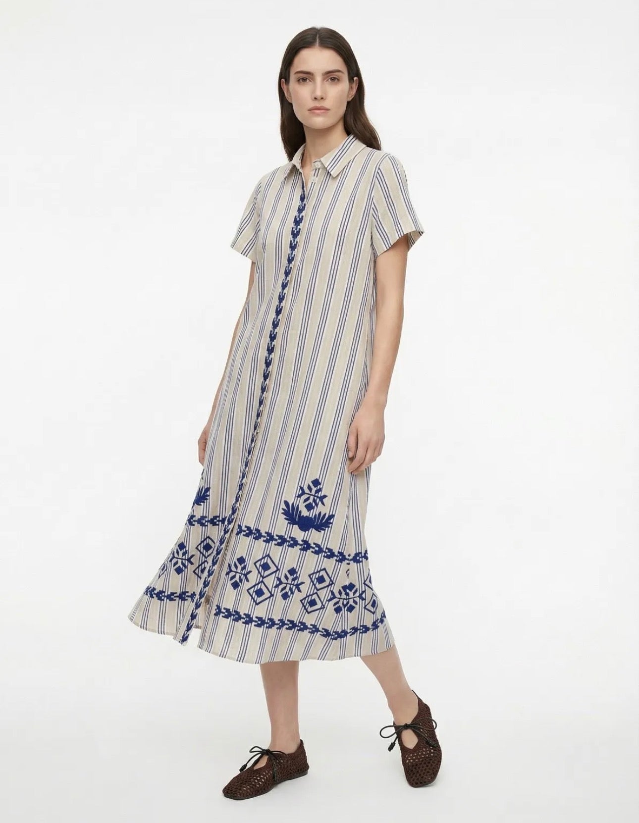 Vestido Blusón Rayas Bordado