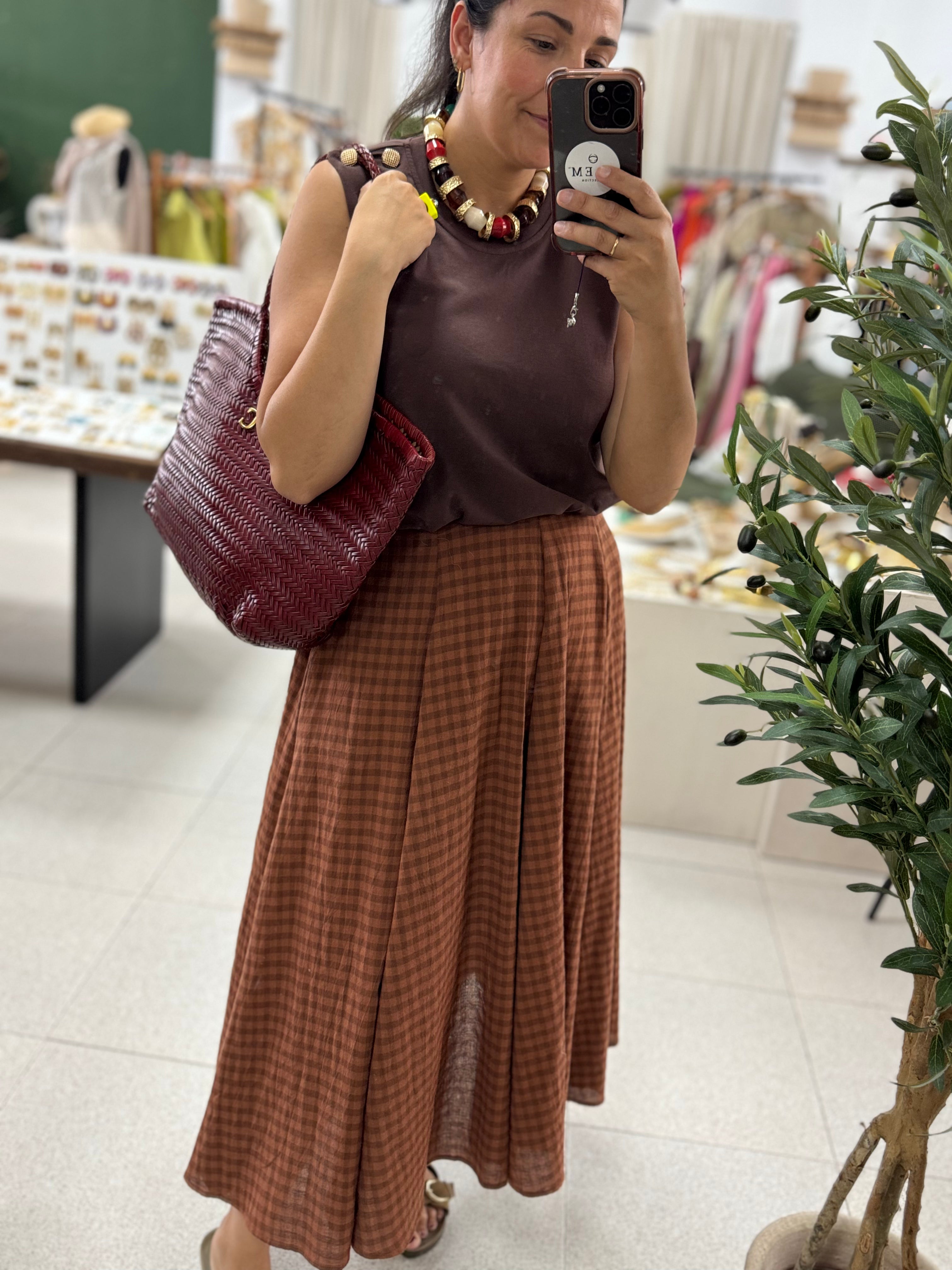 Bolso Piel Trenzada Akila Burdeos T.G