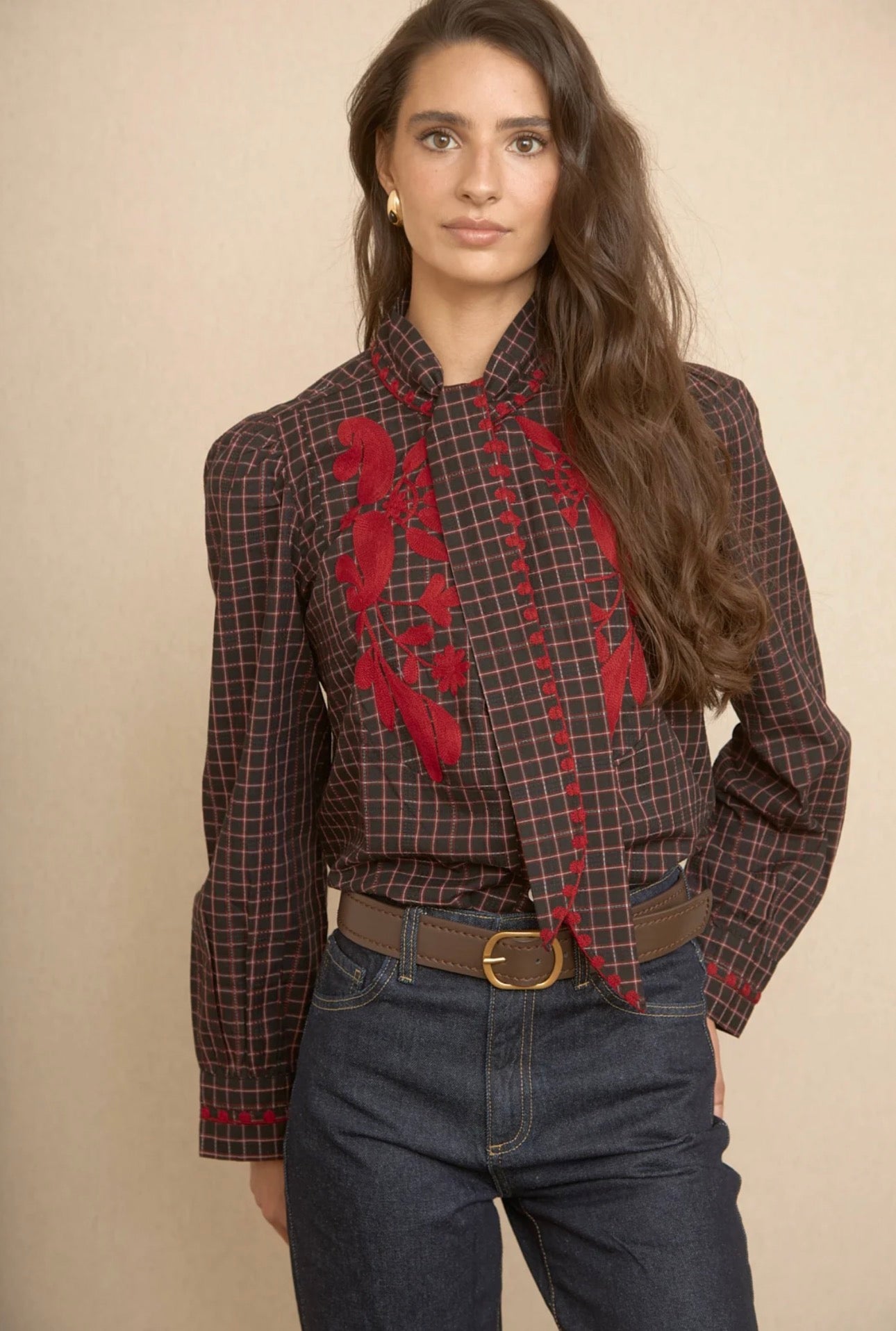 Camisa Cuadros Lazada Bordado Latido