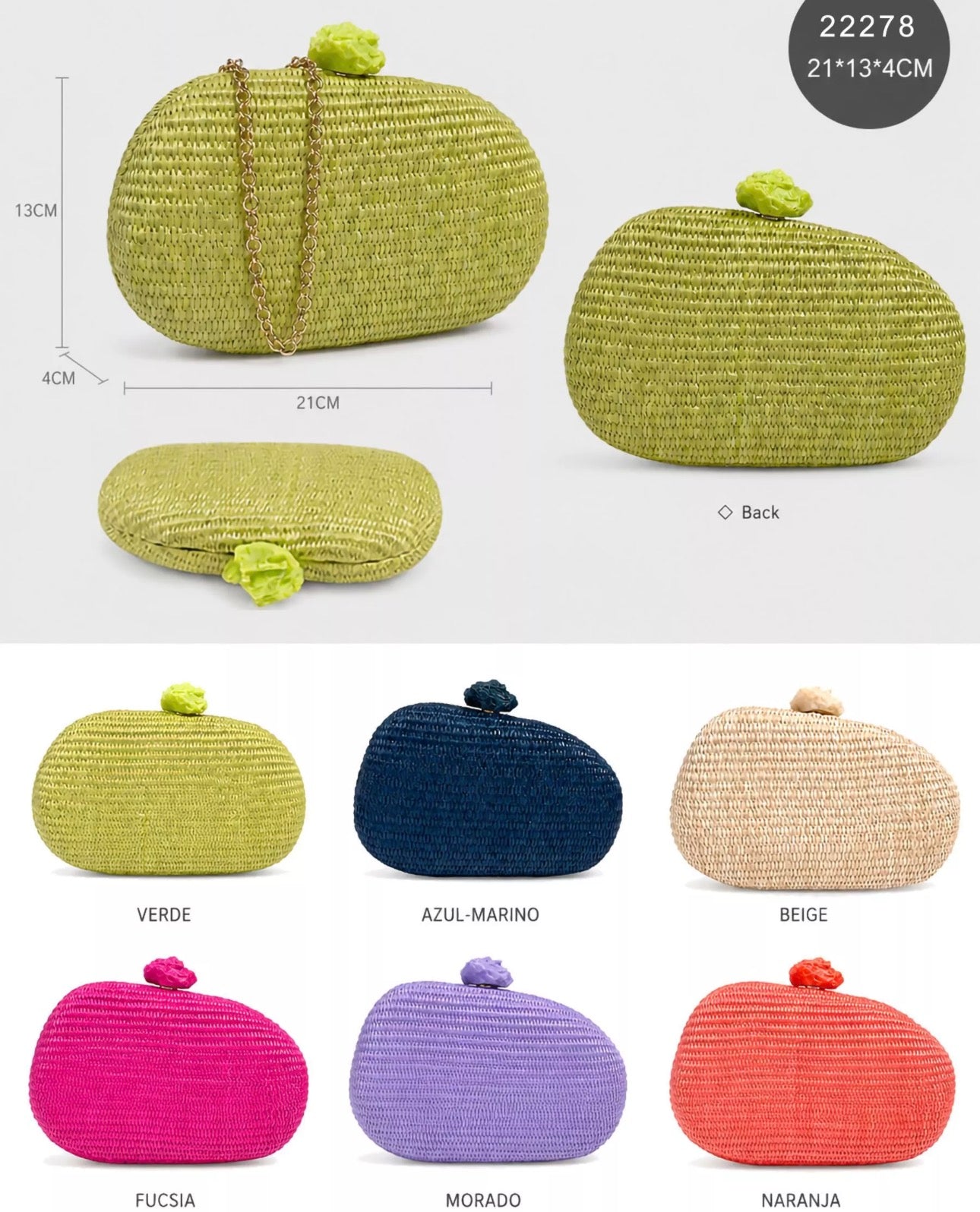 Clutch Rafia Oval Natural