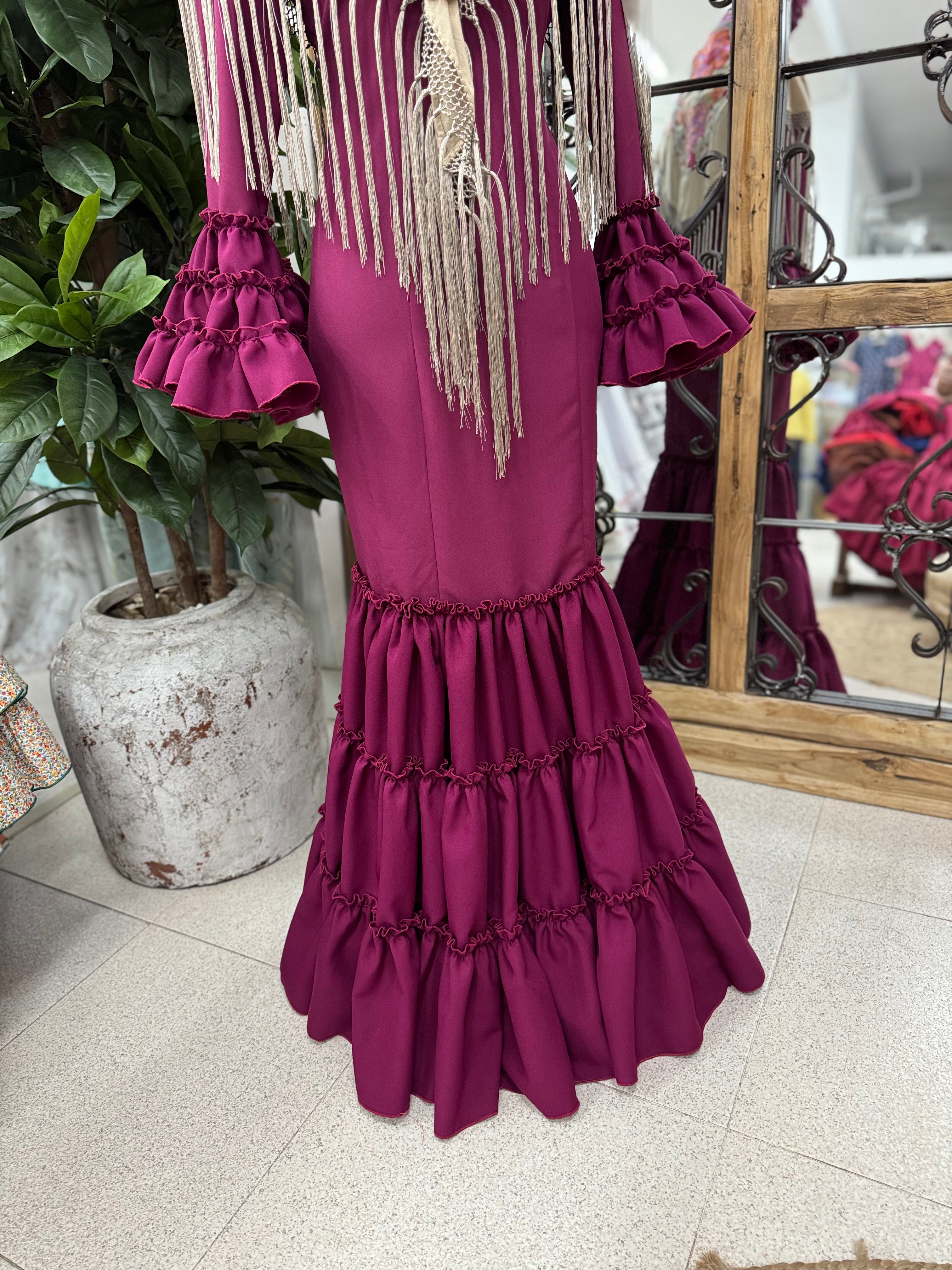 Vestido Flamenca Modelo Córdoba Buganvilla Liso