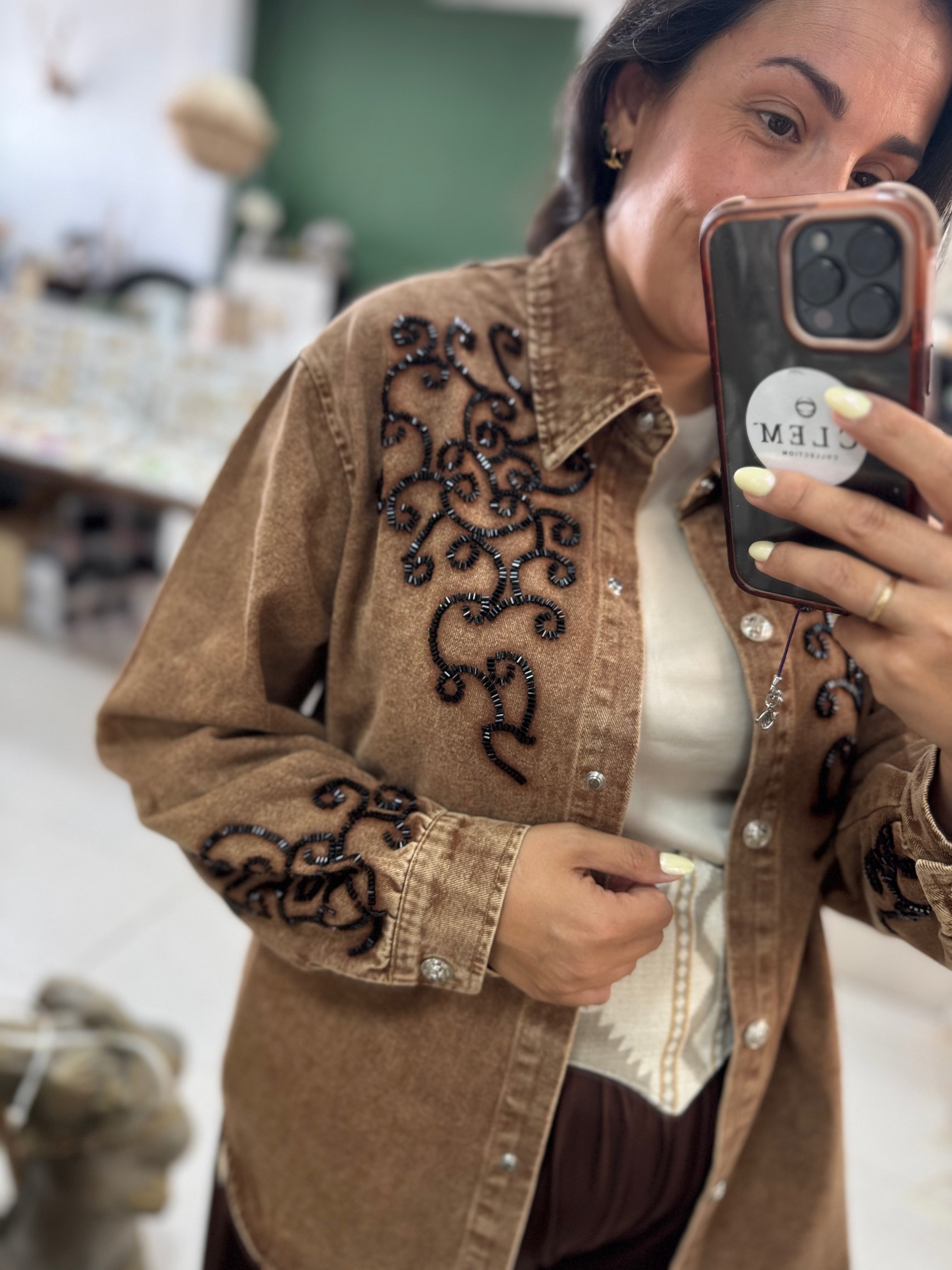 Sobre Camisa Denim Camel Joya