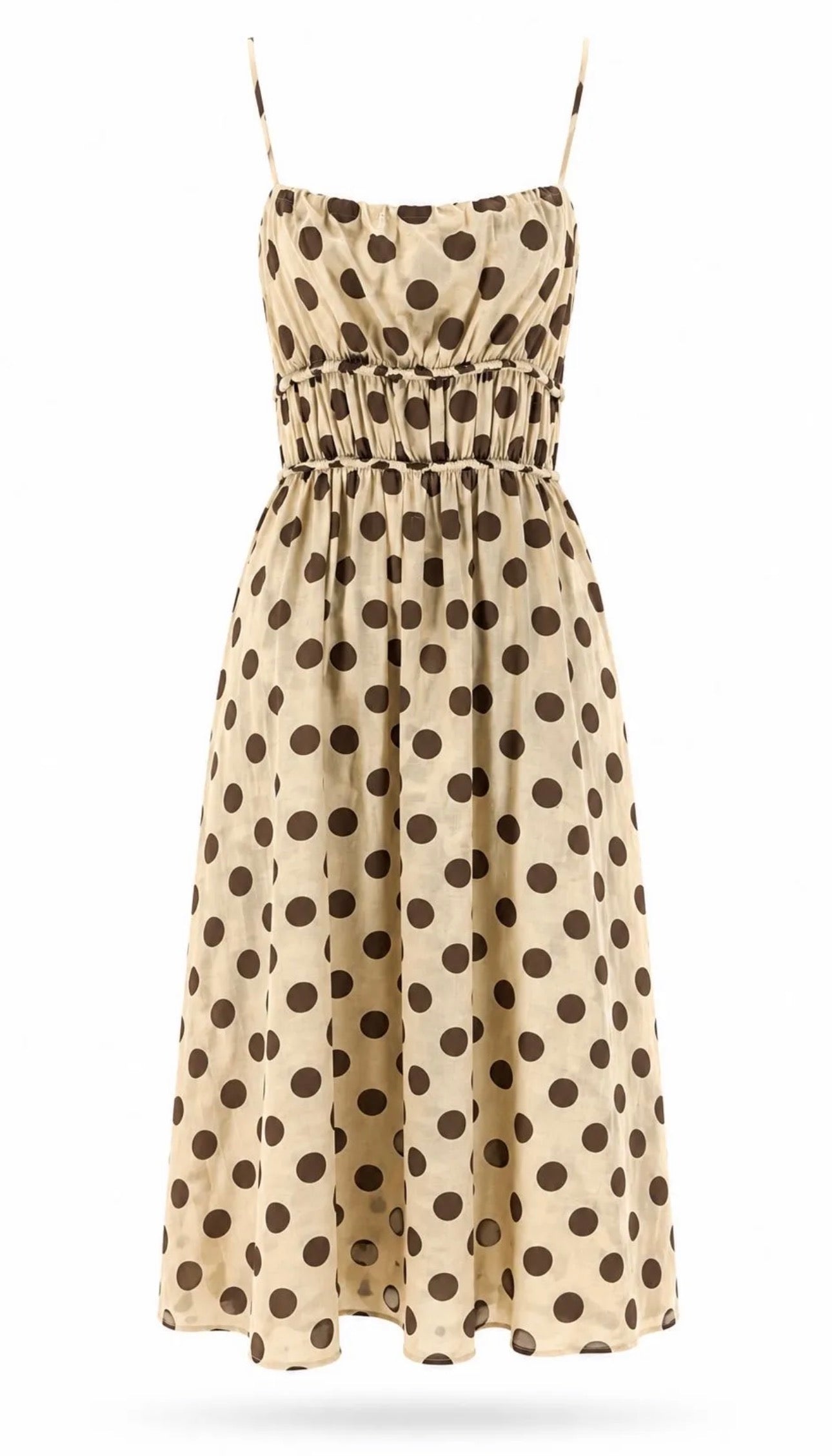 Vestido Lunares Beig Marrón