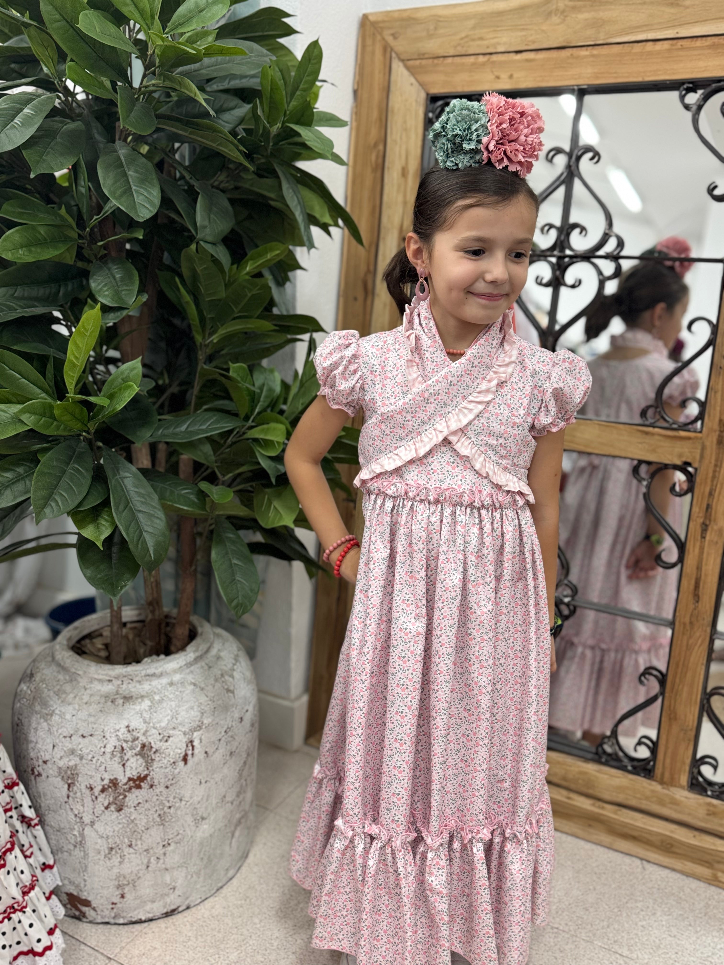 Bata Flamenca + Pico Niña Flores Rosas