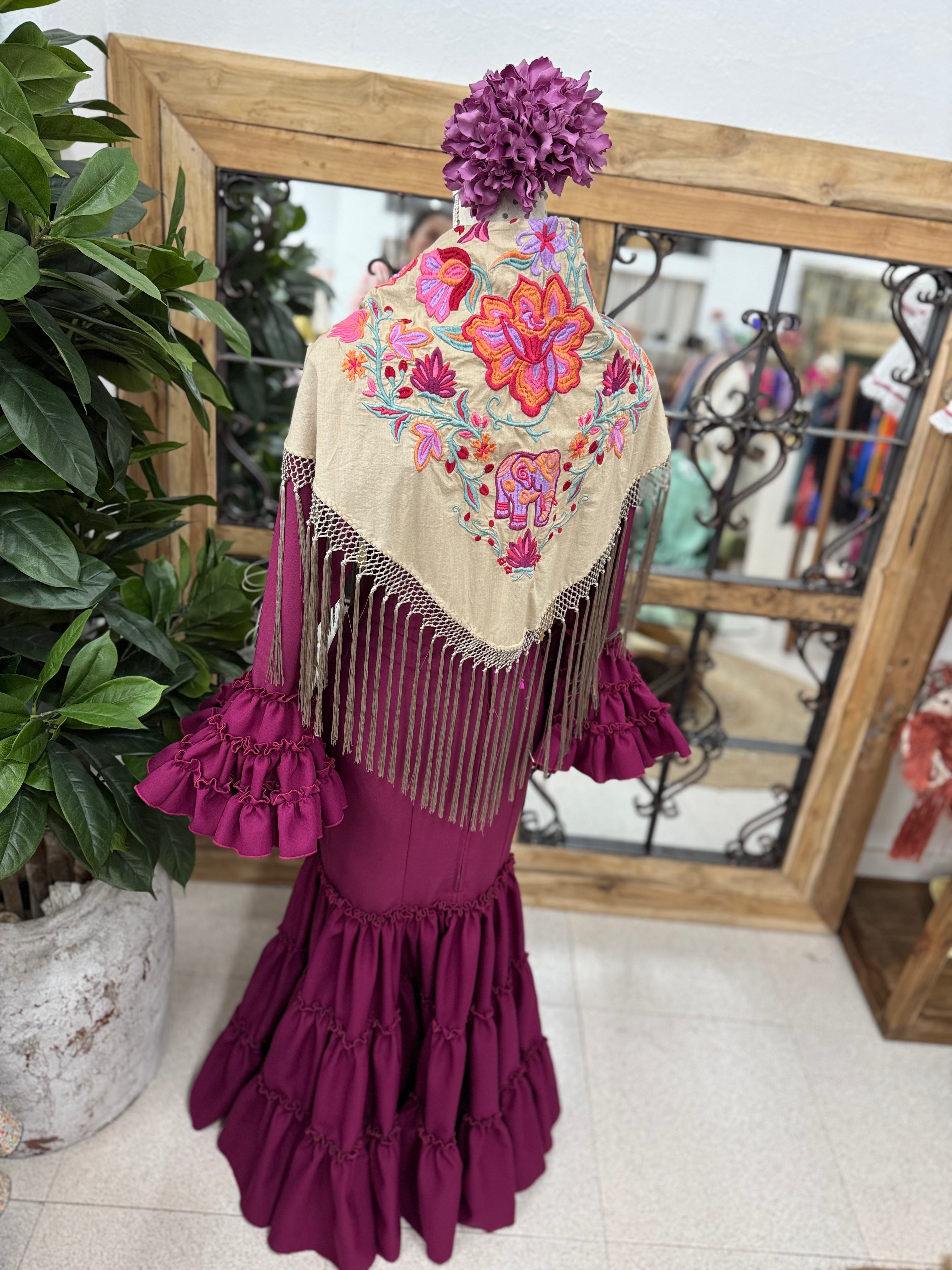 Vestido Flamenca Modelo Córdoba Buganvilla Liso