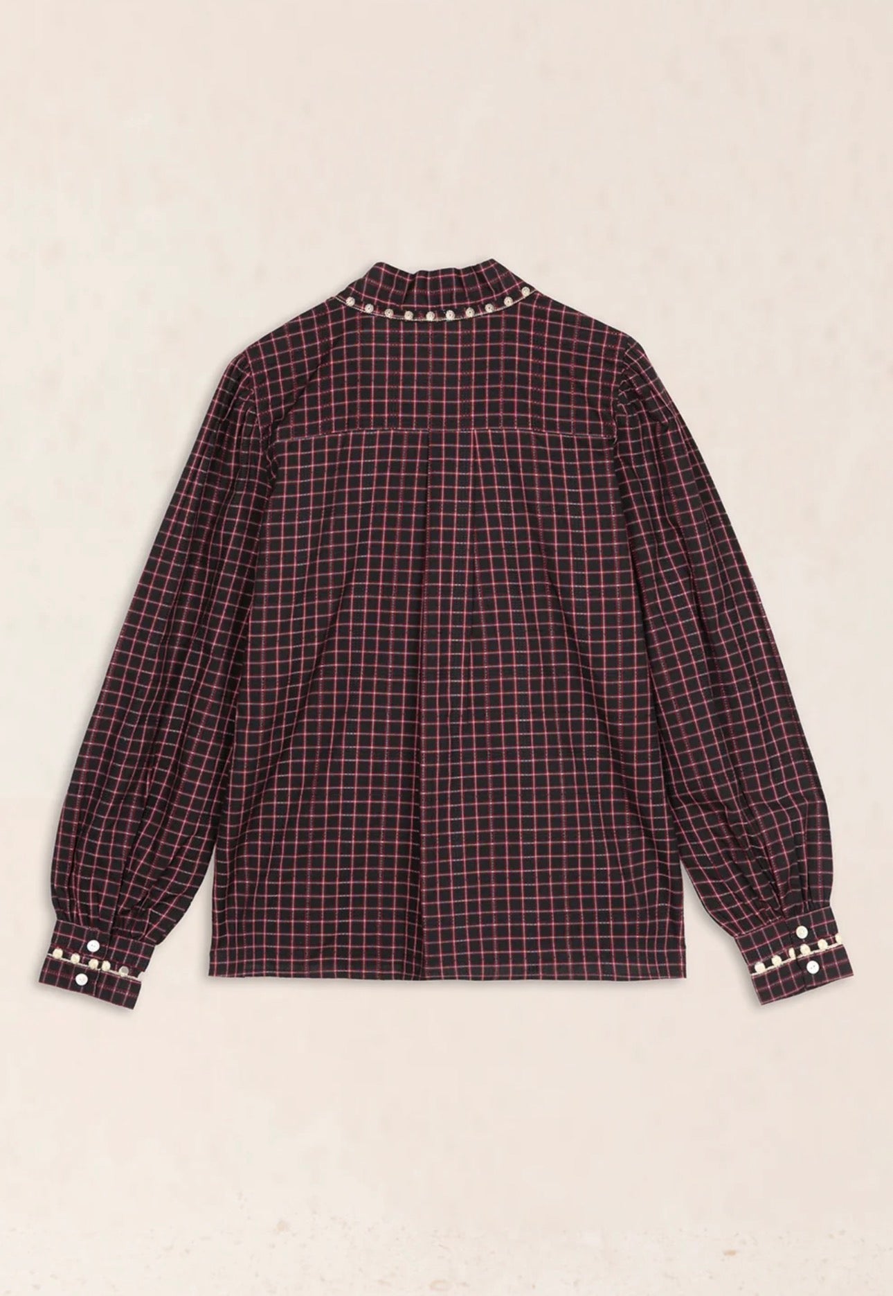 Camisa de Cuadros Bordado Beig Latido