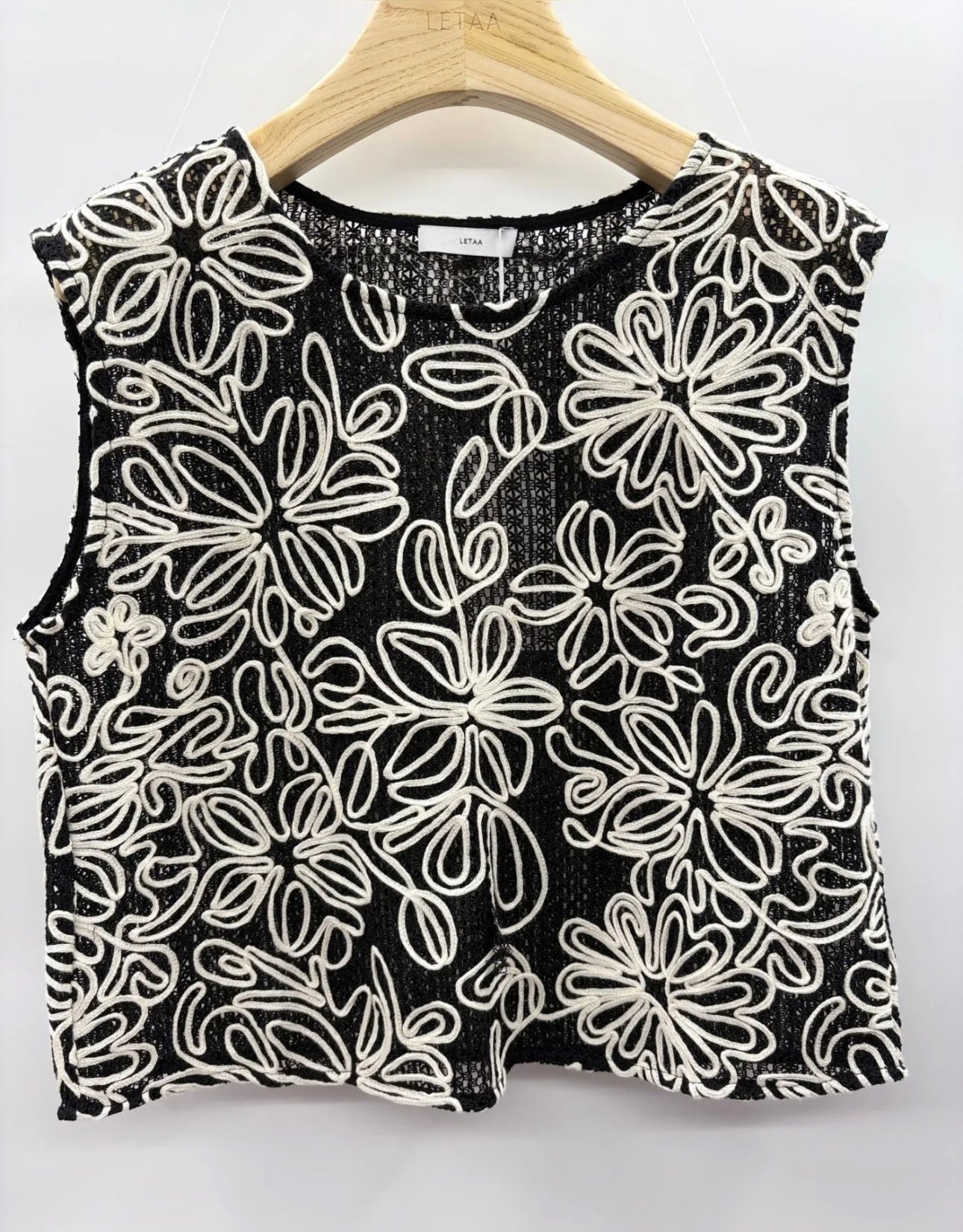 Top Croch Negro y Blanco