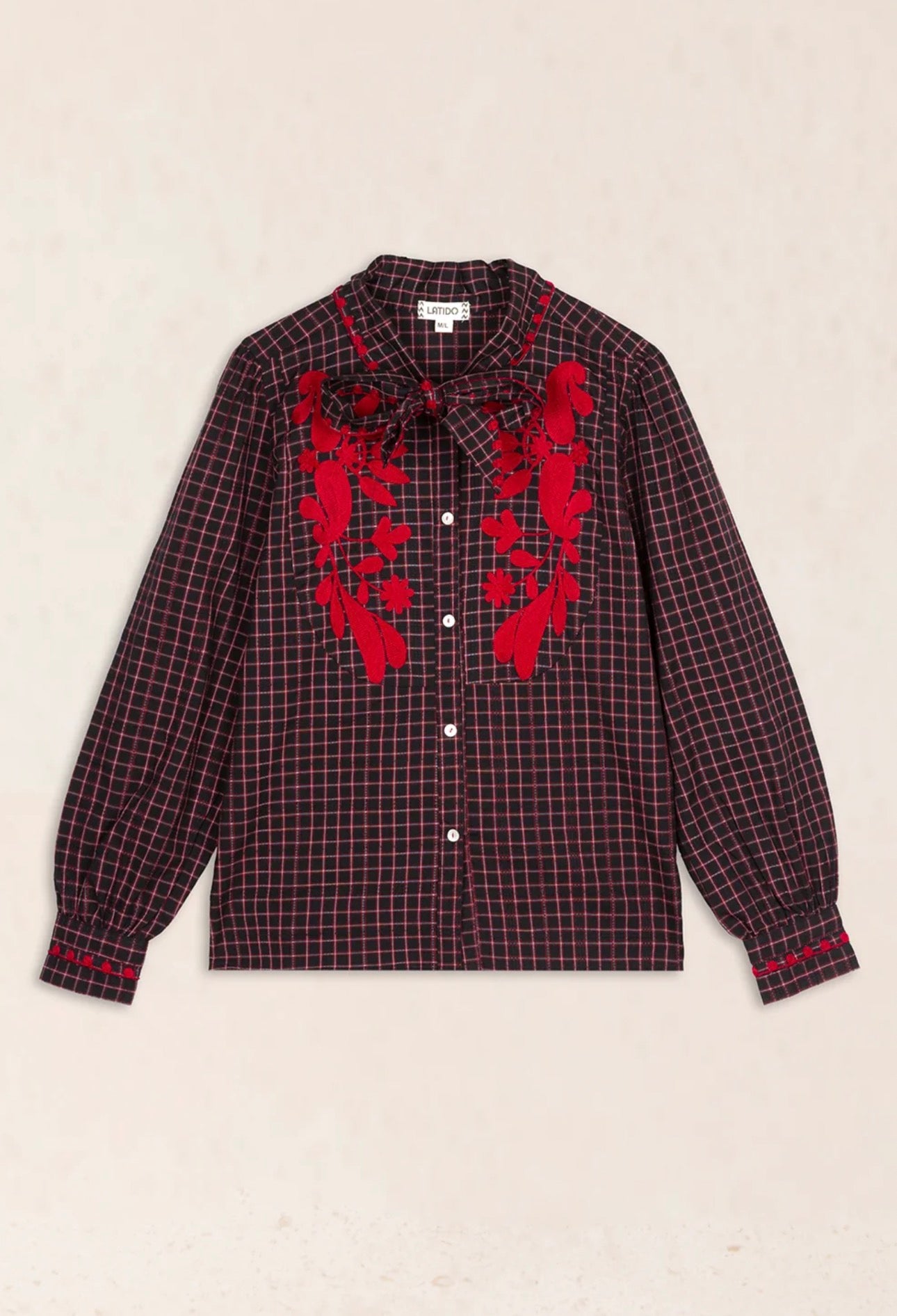Camisa Cuadros Lazada Bordado Latido
