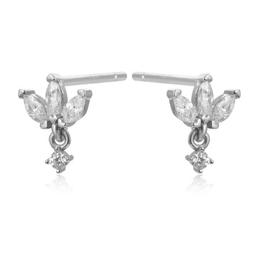 Pendientes Flor Circonitas Plata