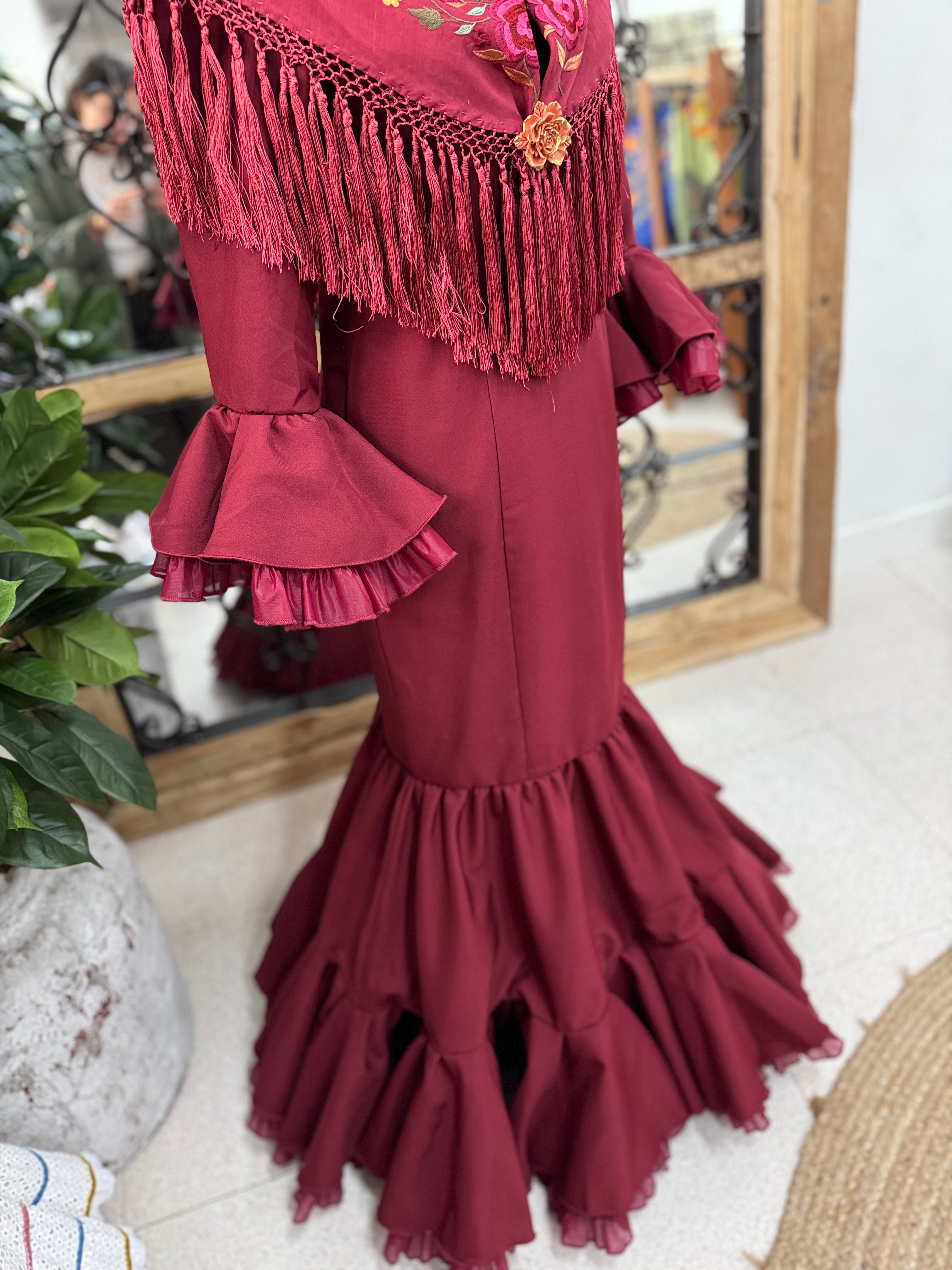 Traje de Flamenca Almería Burdeos