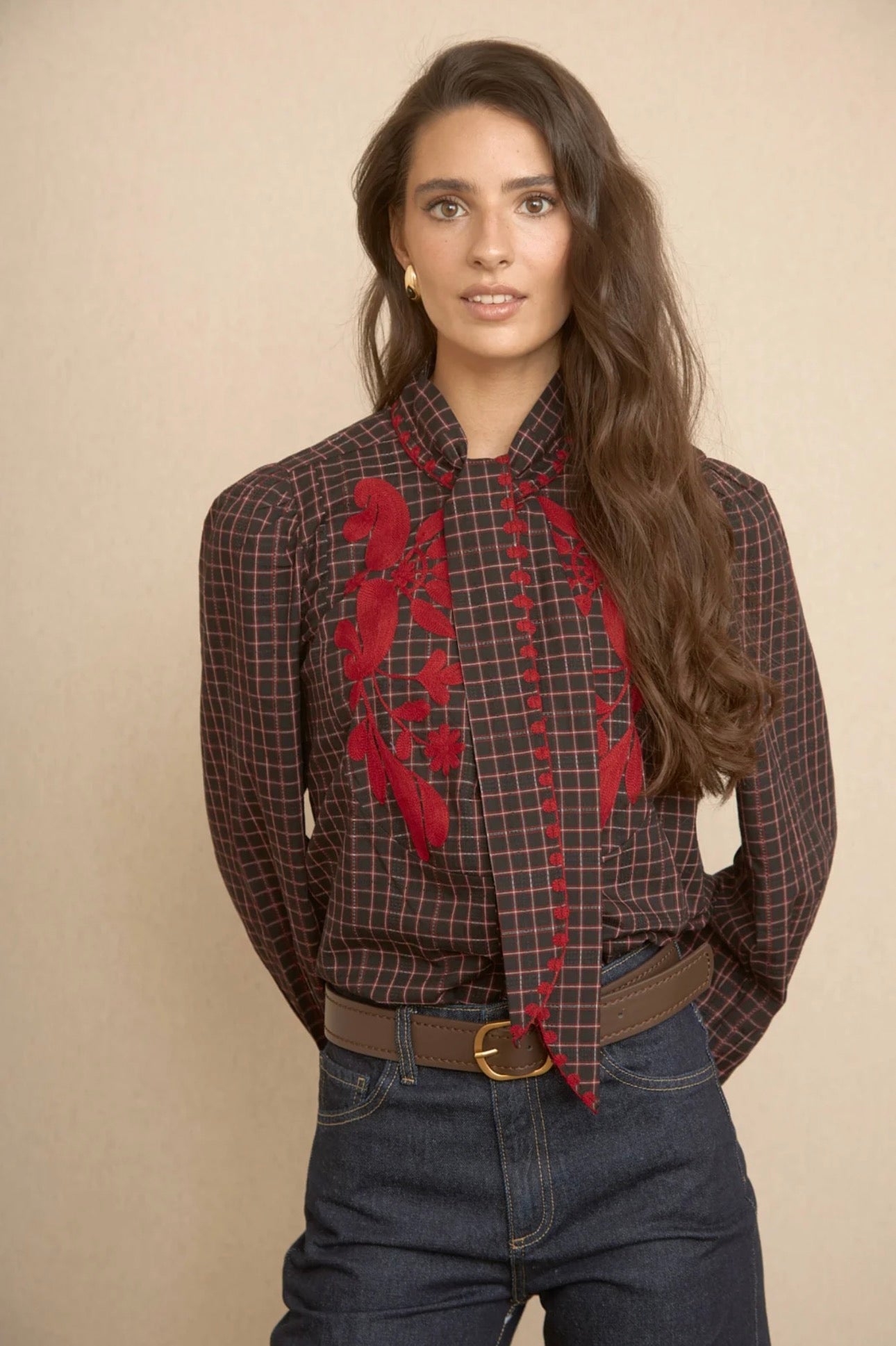 Camisa Cuadros Lazada Bordado Latido