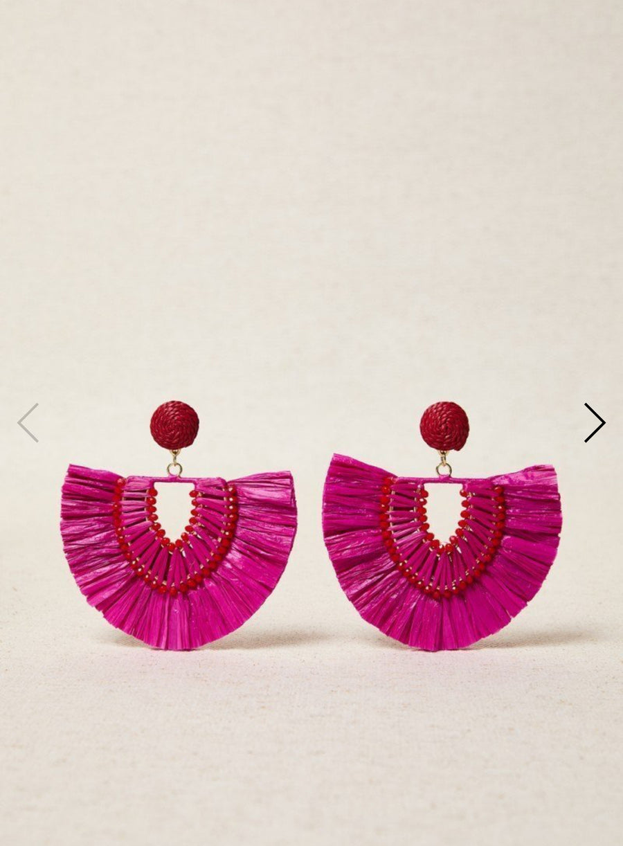 Pendientes Rafia Latido Fucsia