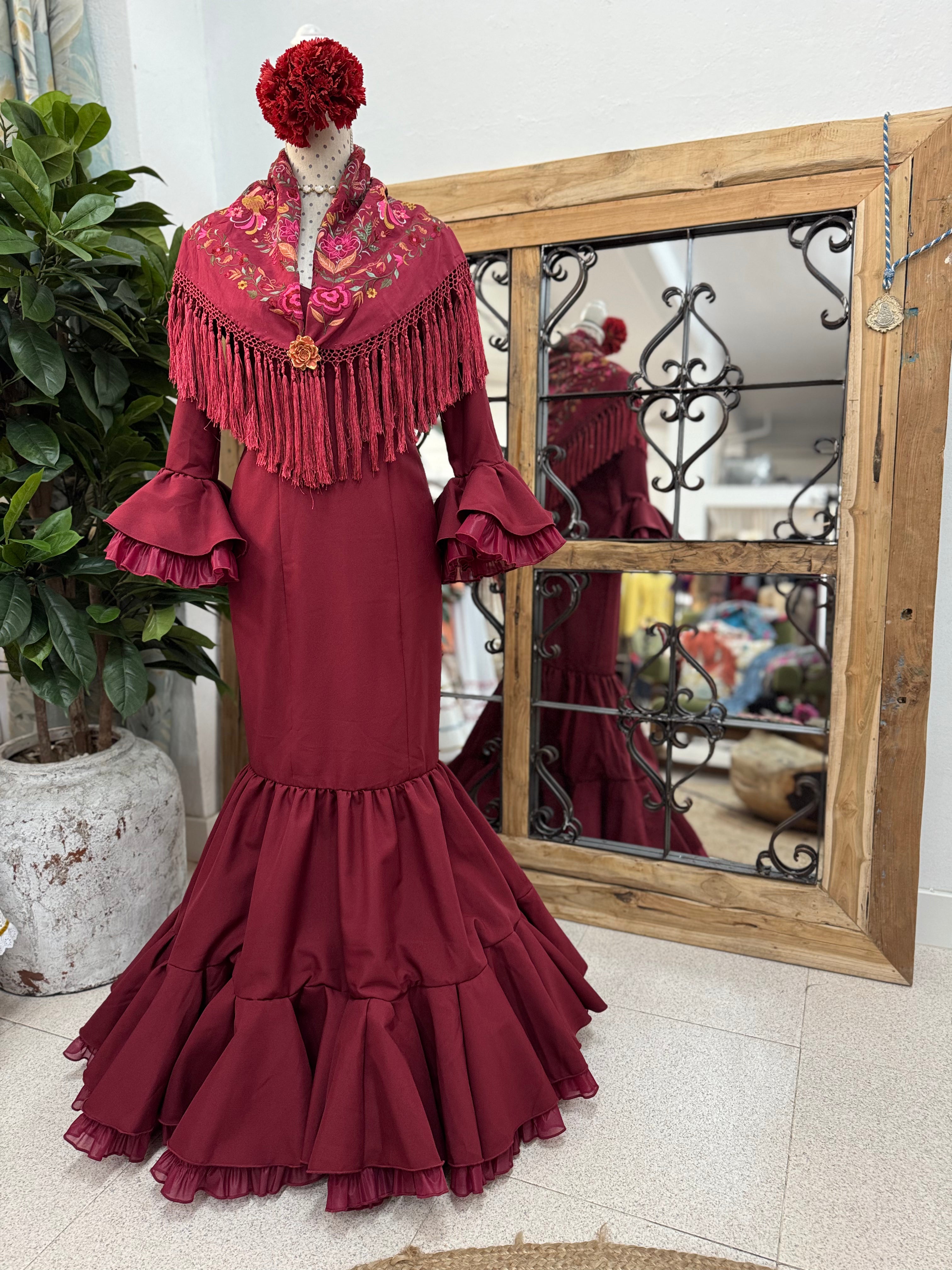 Traje de Flamenca Almería Burdeos