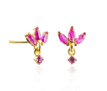 Pendientes Flor Circonita Fucsia