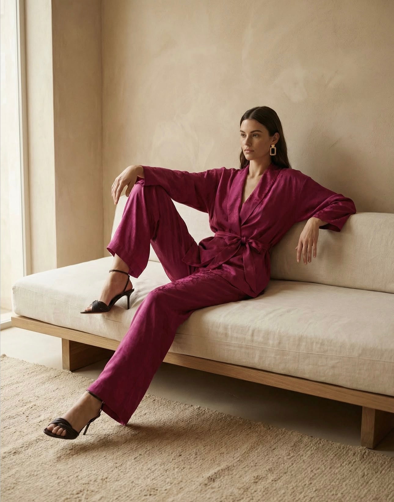 Pantalón Jacquard Fucsia
