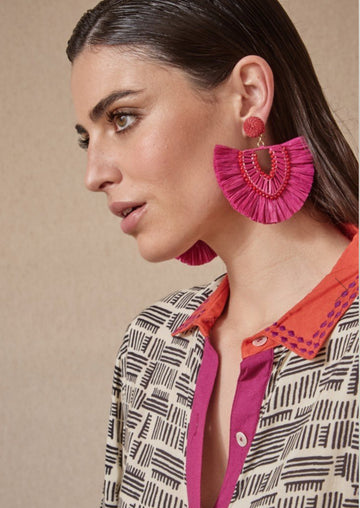 Pendientes Rafia Latido Fucsia