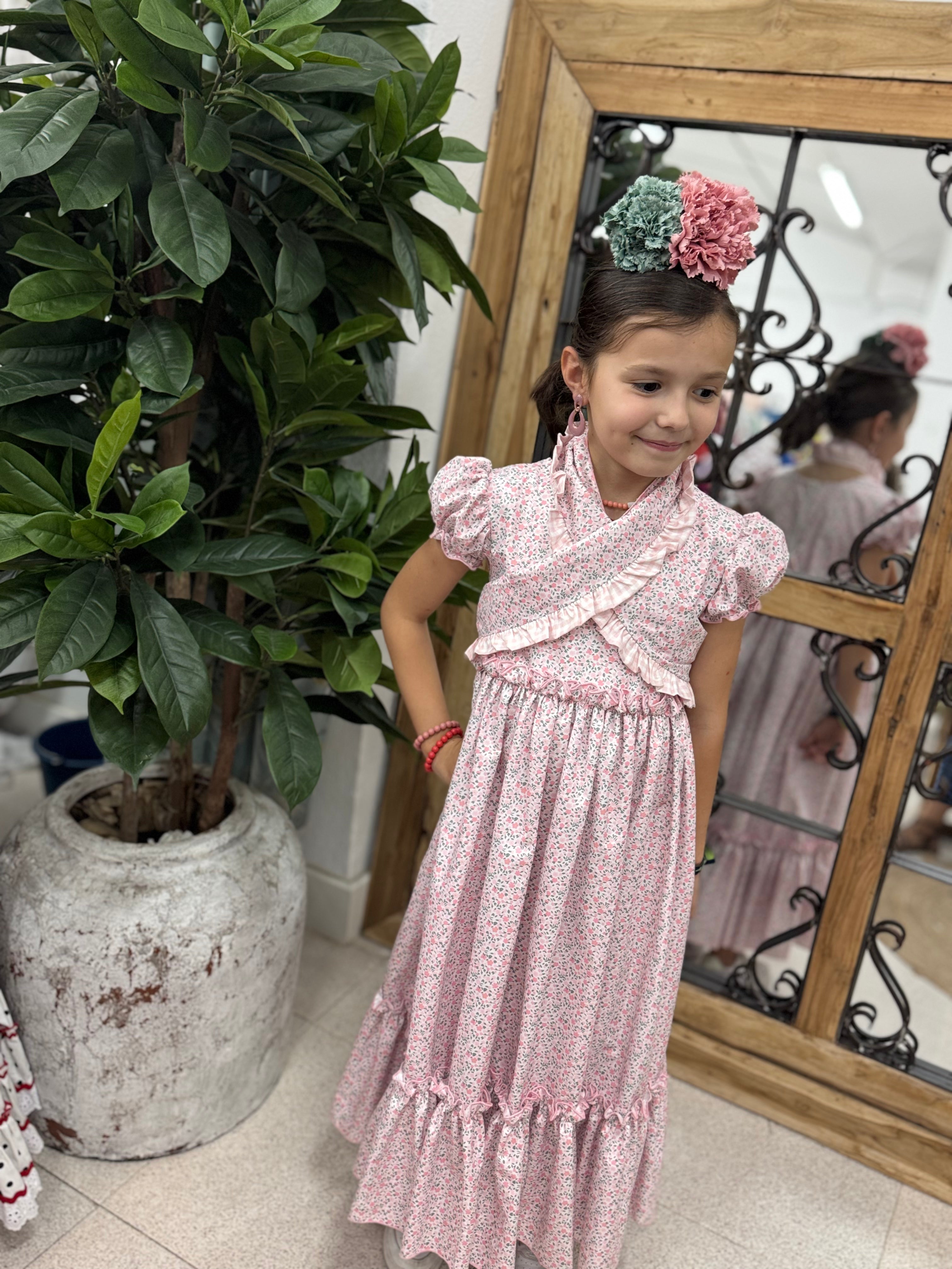 Bata Flamenca + Pico Niña Flores Rosas