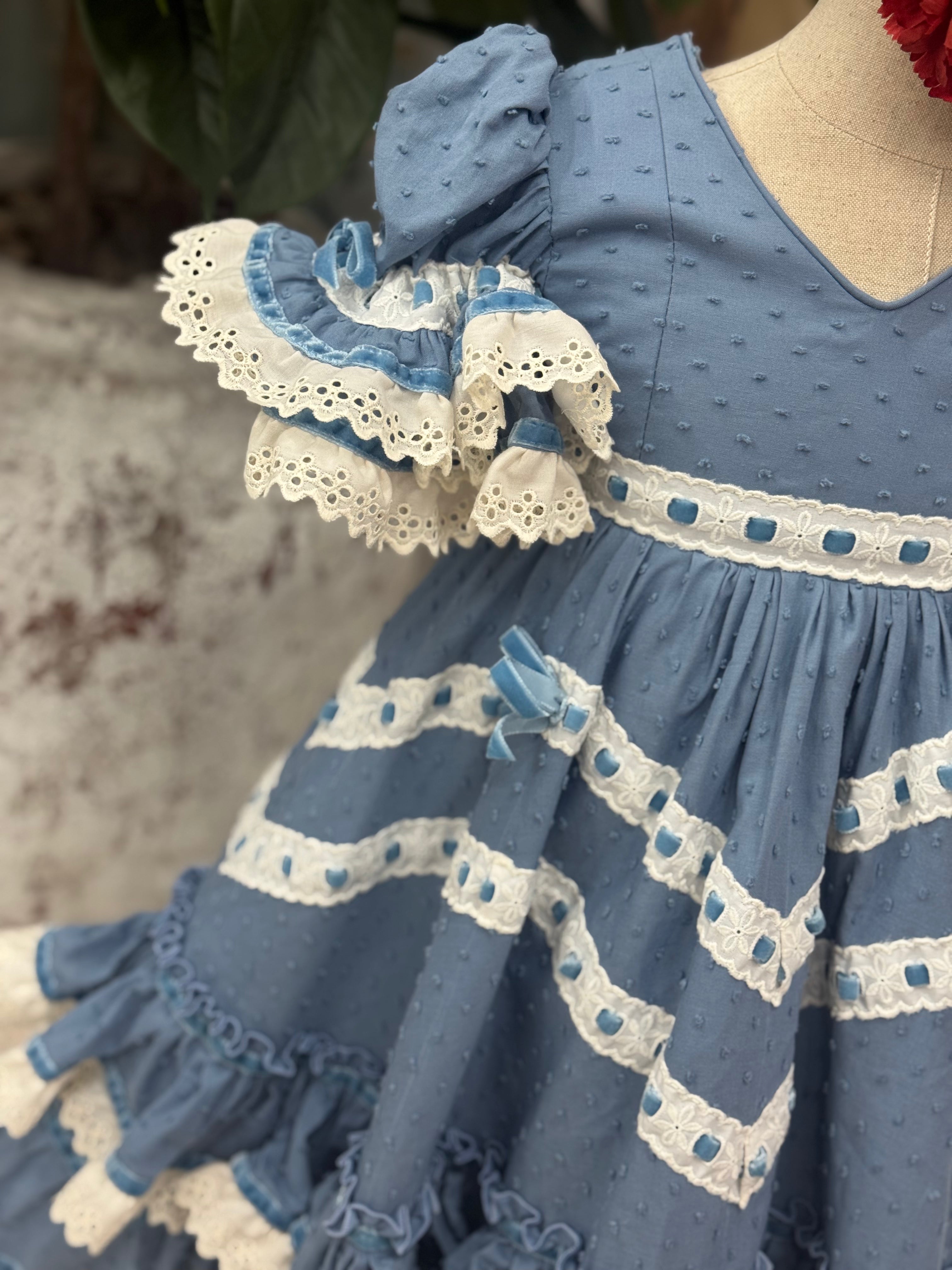 Traje de Flamenca Niña Mod.Marisol Azul T.2