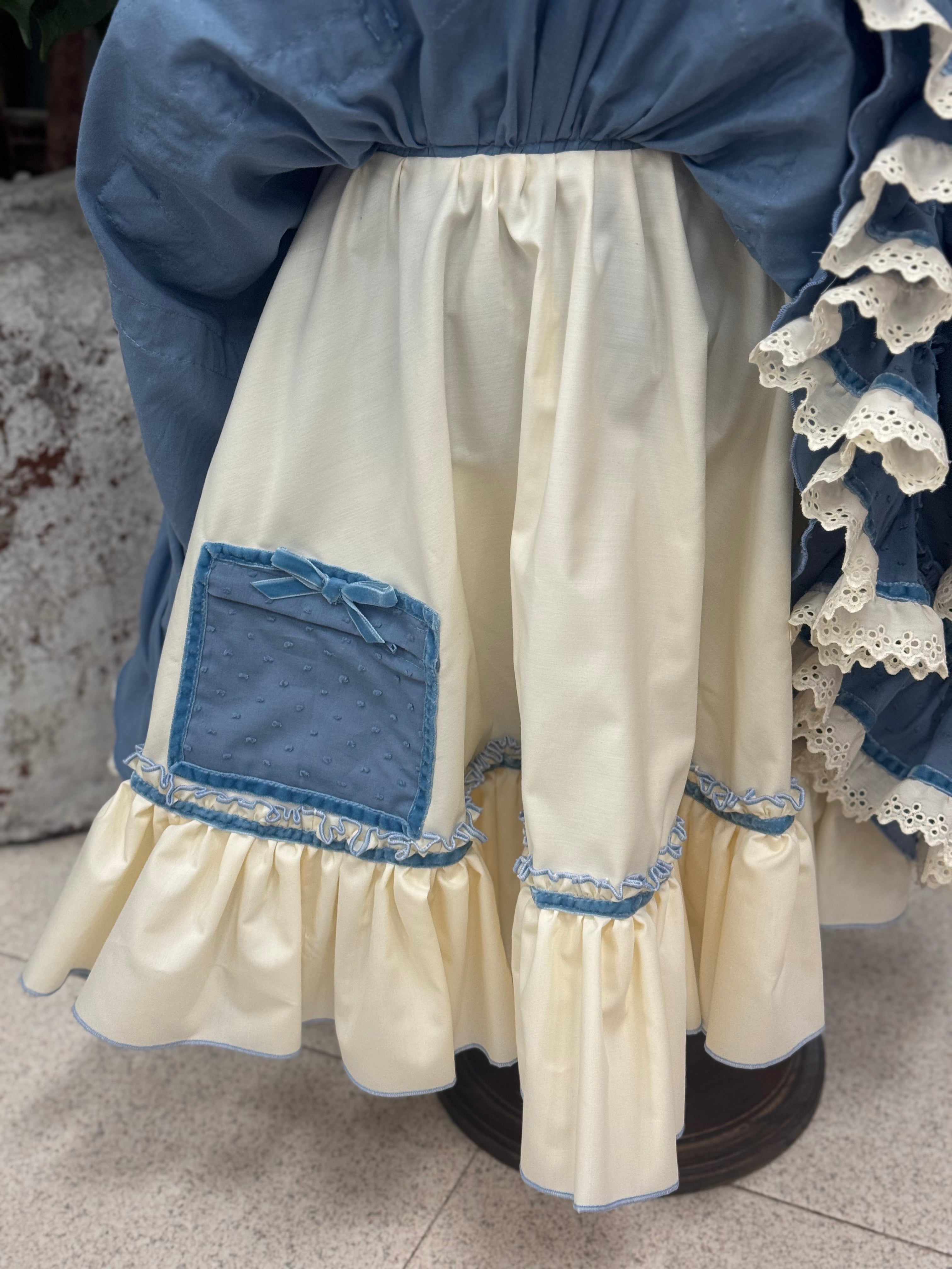 Traje de Flamenca Niña Mod.Marisol Azul T.2