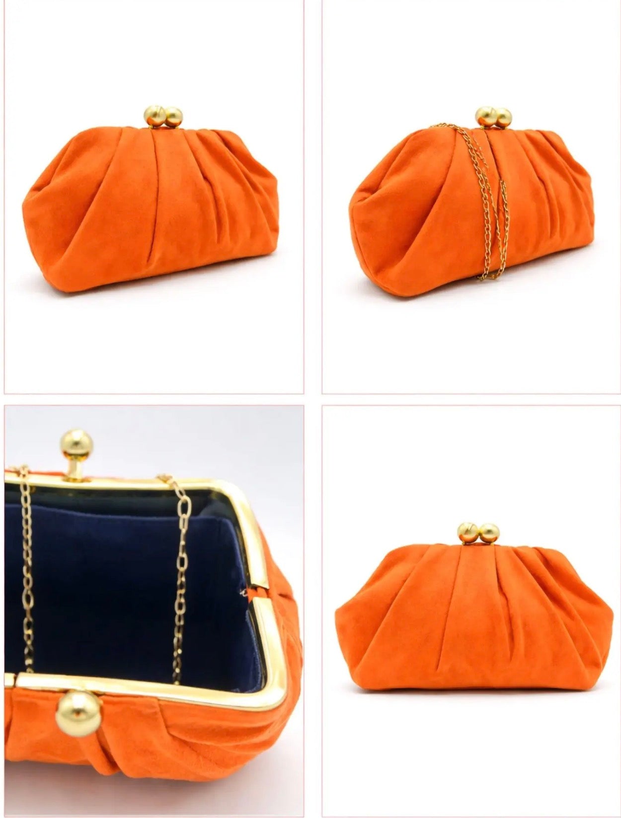 Bolso de Mano Bolas Ante Naranja