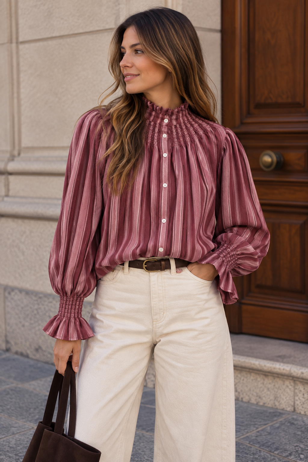 Blusa Rayas Fruch Burdeos
