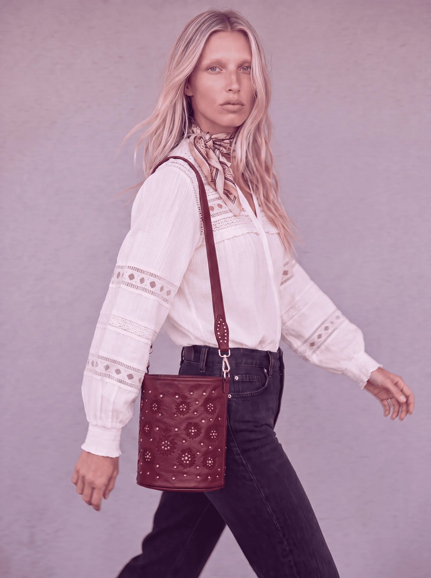 Bolso Piel Bucket Granate Piti Cuiti