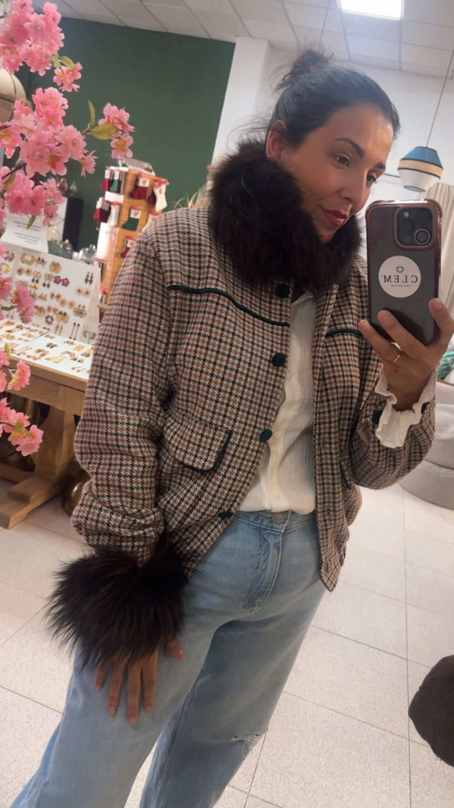 Conjunto Cuello Amna & Puños en Piel Natural