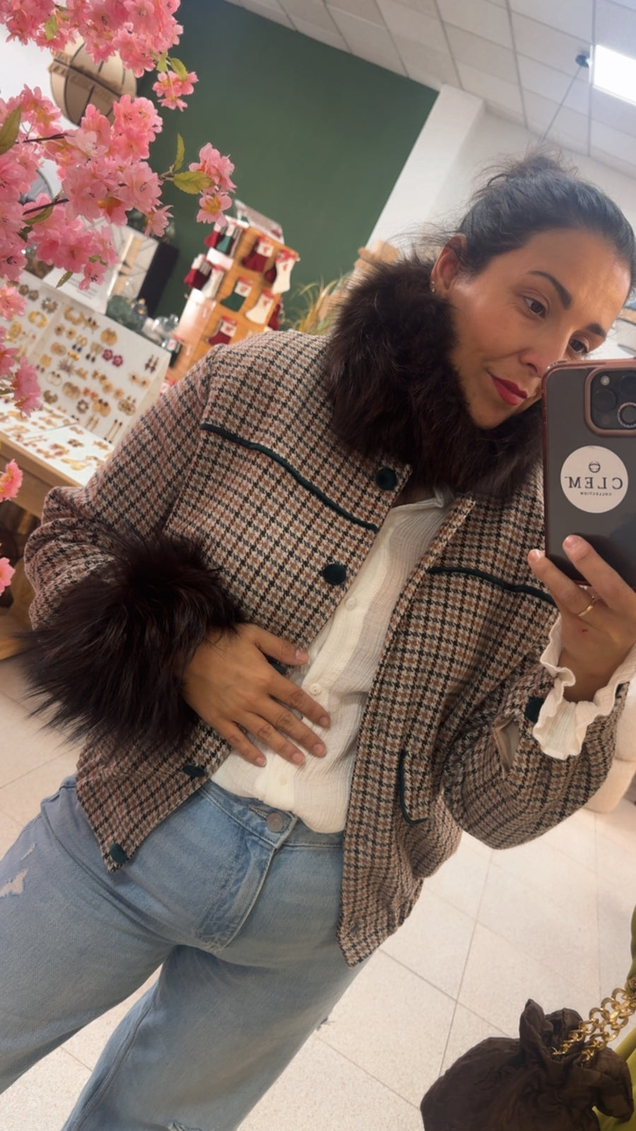 Conjunto Cuello Amna & Puños en Piel Natural